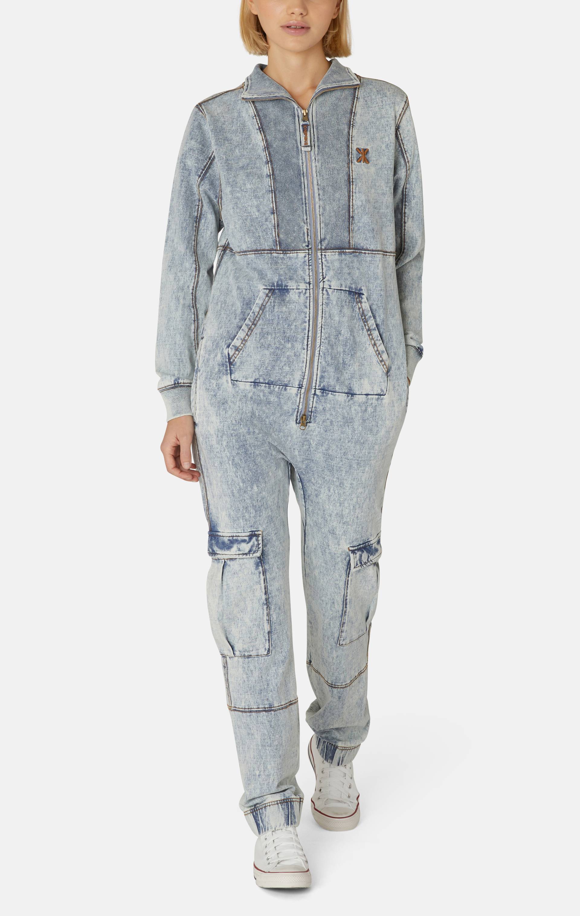 Soft Stretch Denim Jumpsuit Blue