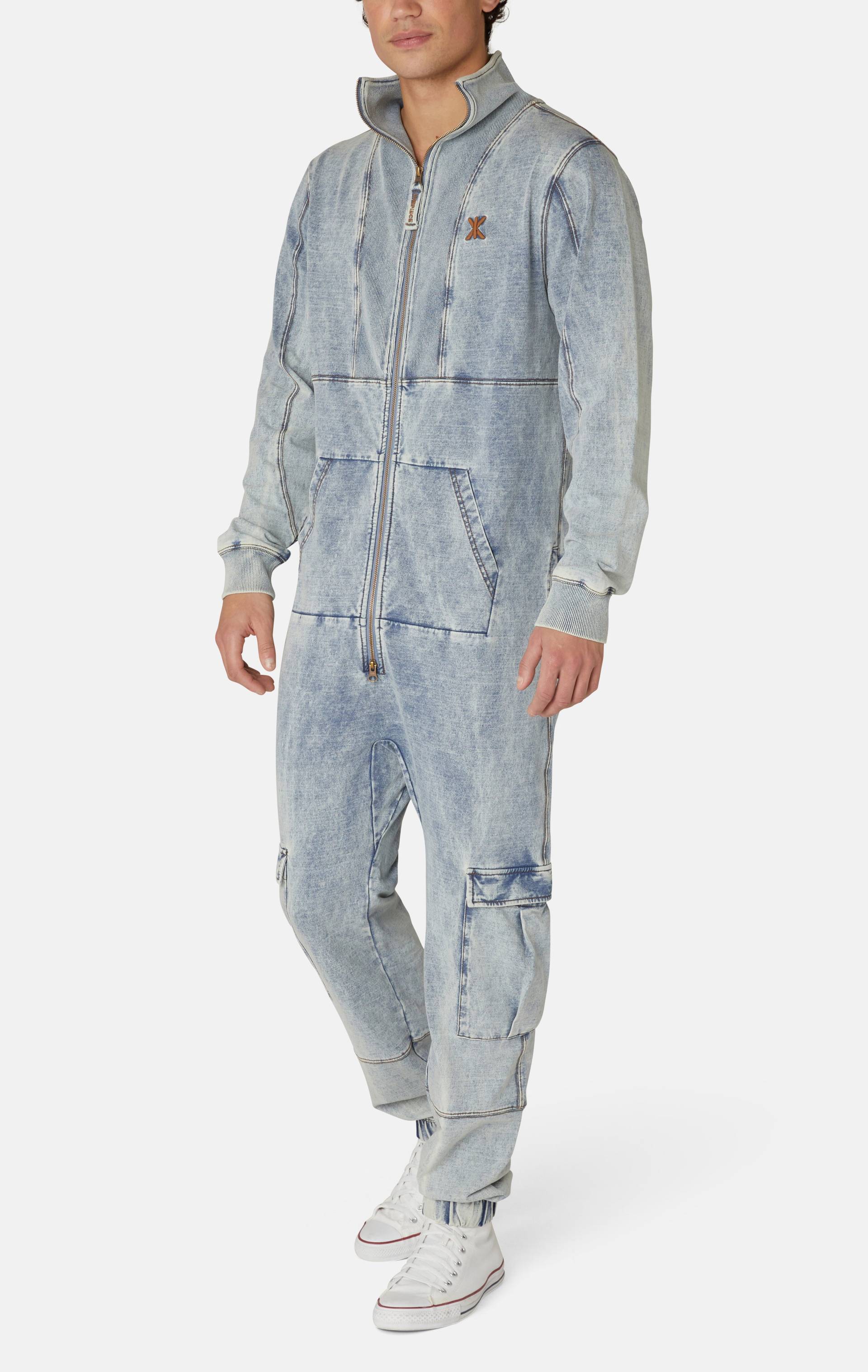 Soft Stretch Denim Jumpsuit Blue