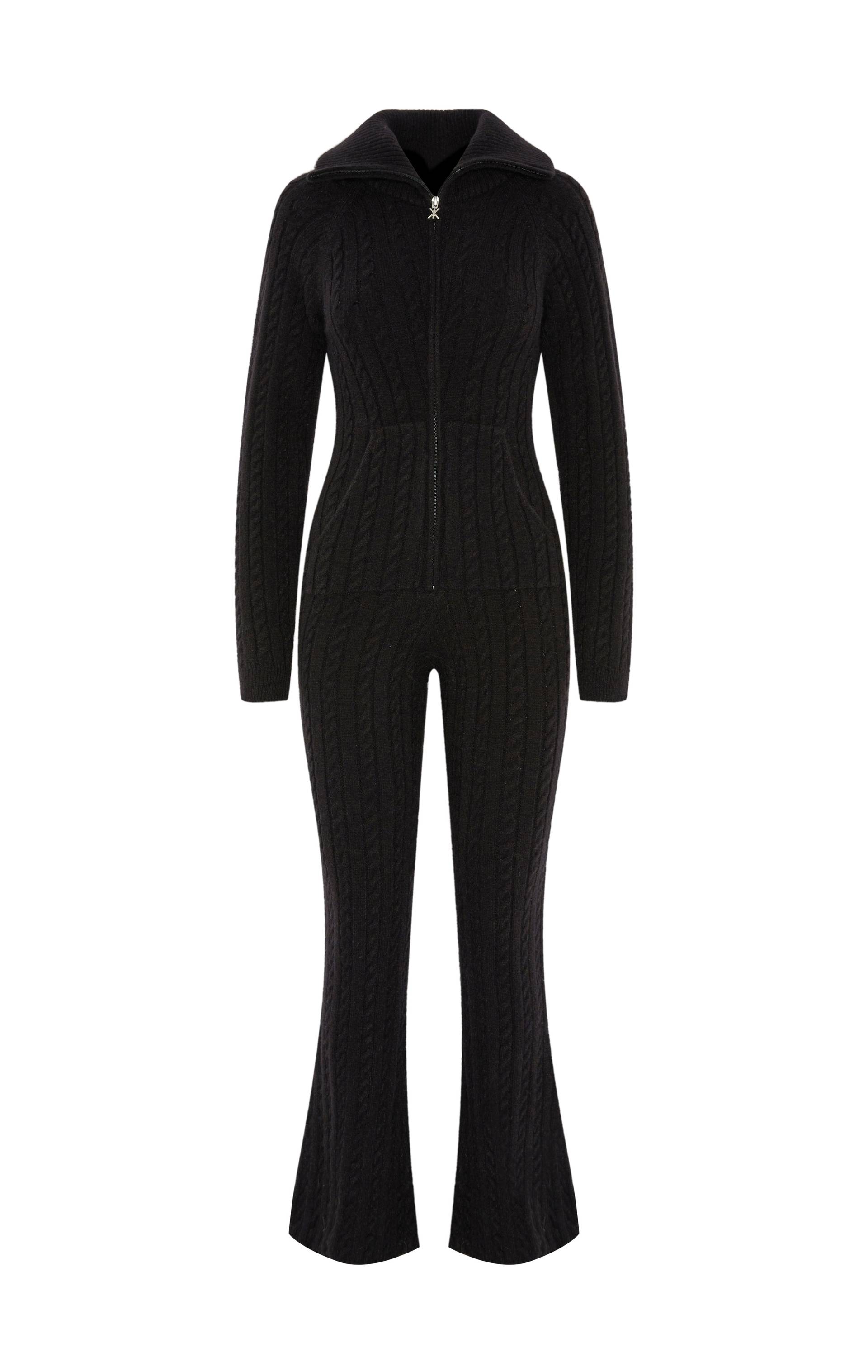 Cable Fitted Jumpsuit Black Onepiece