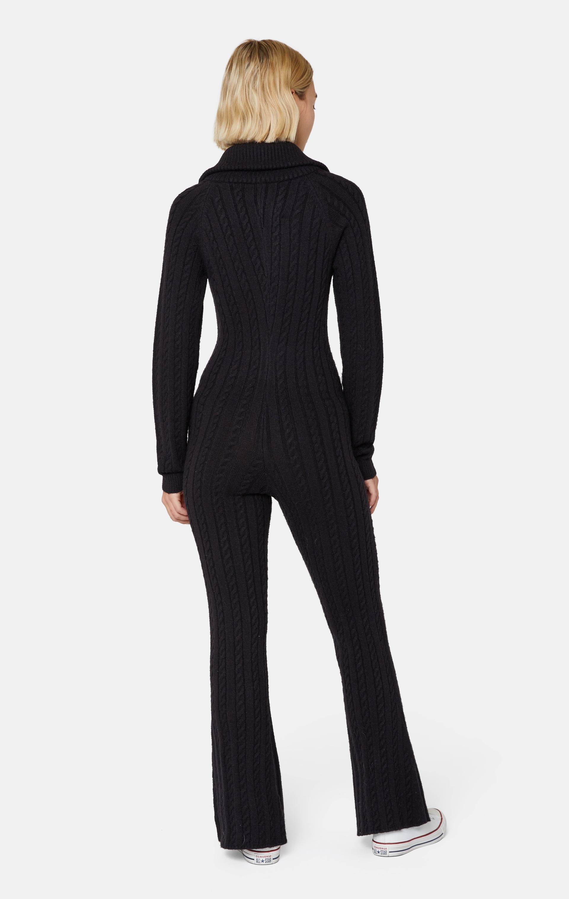 Cable Fitted Jumpsuit Black