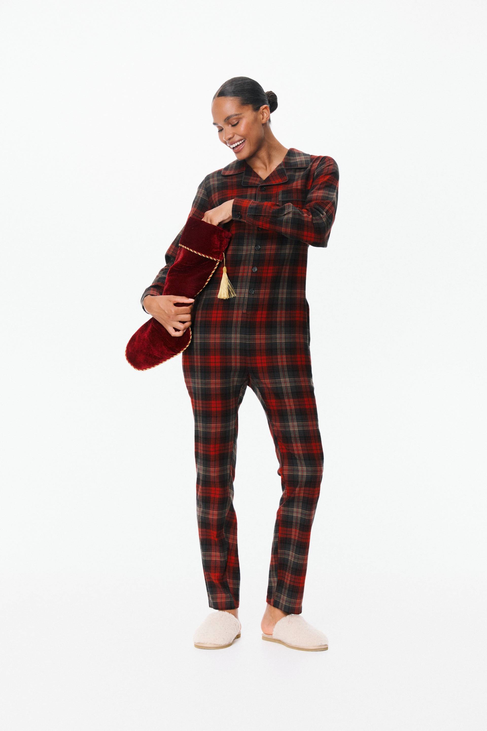 Onepiece The Checked Pyjamas Jumpsuit Red - 9