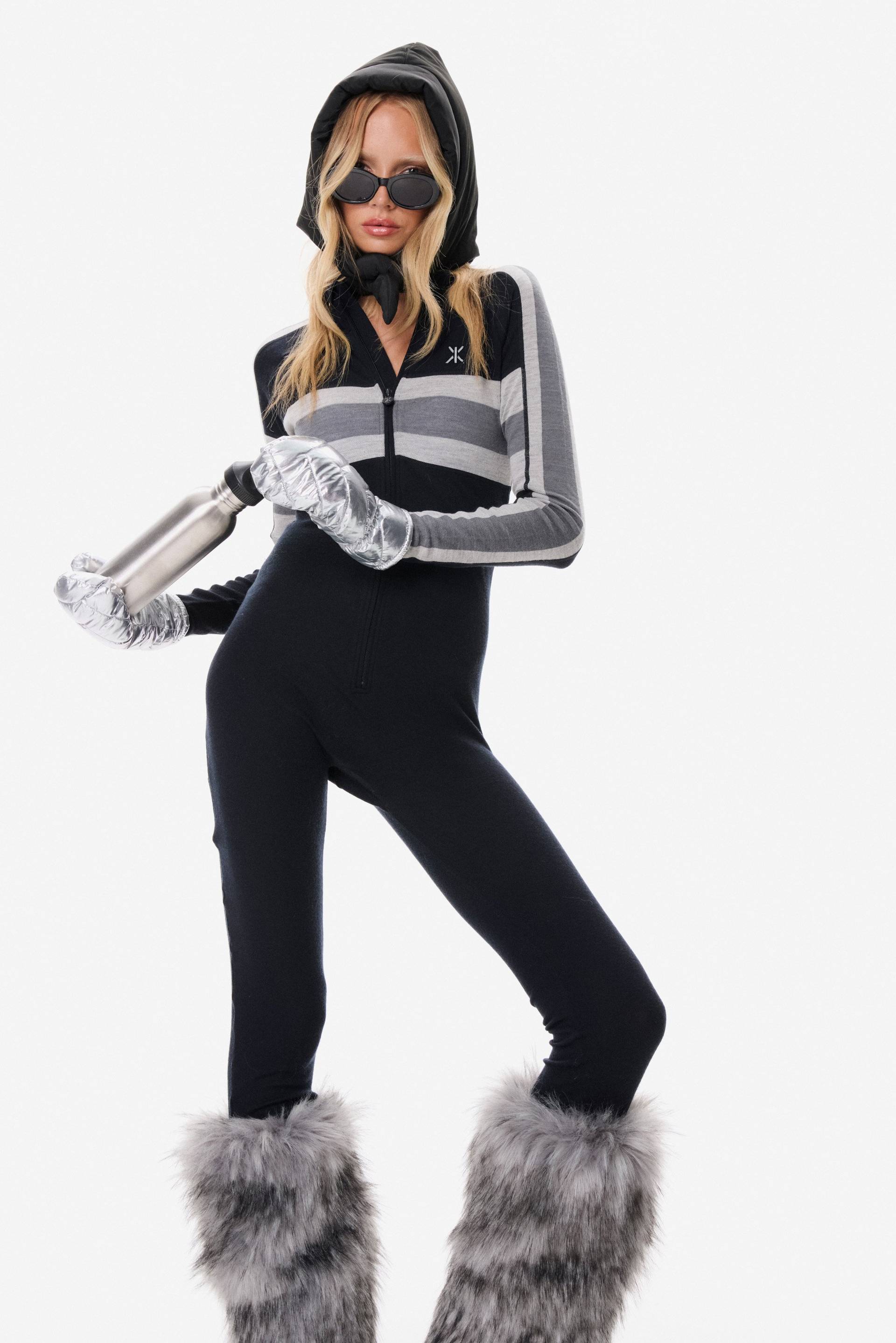 Baselayer Fitted Jumpsuit Black/White