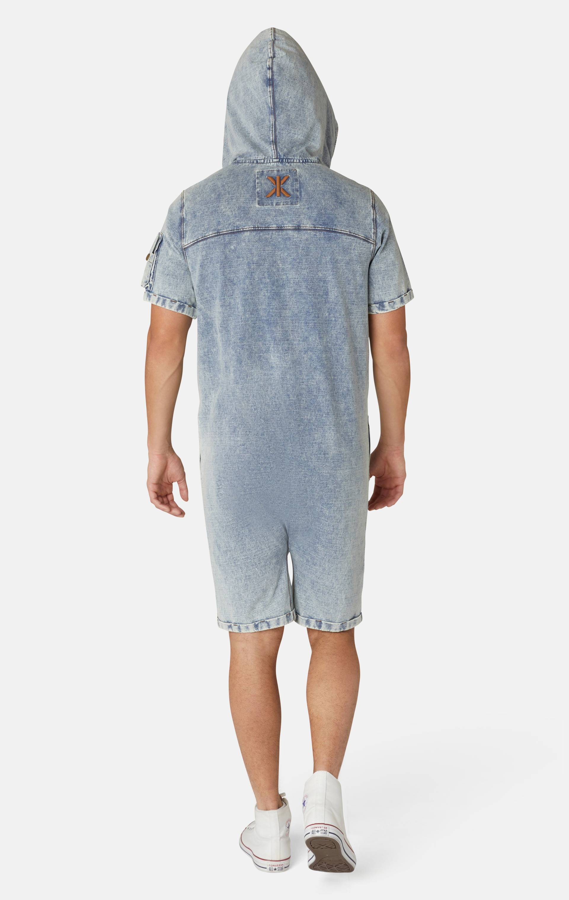 Soft Denim Short Jumpsuit Light Blue