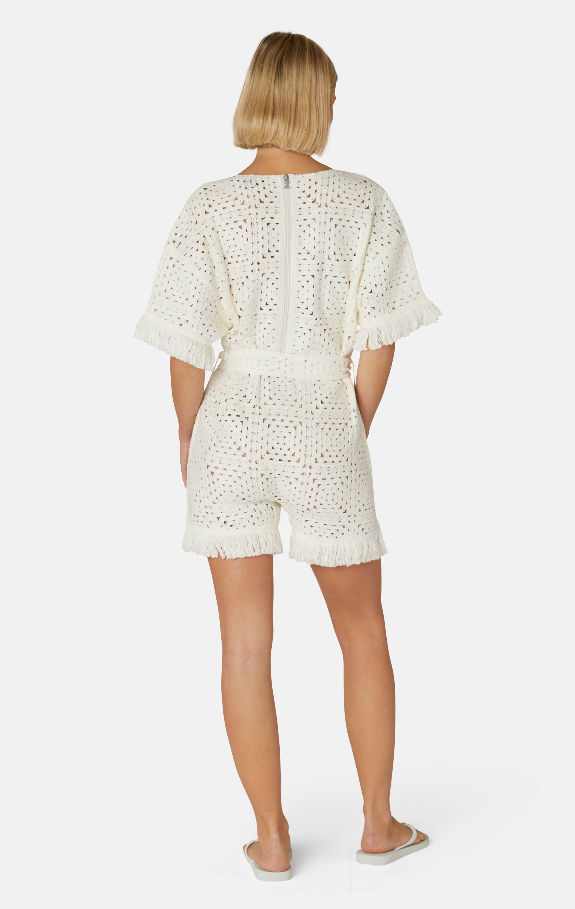 Crochet Fitted Short Jumpsuit White