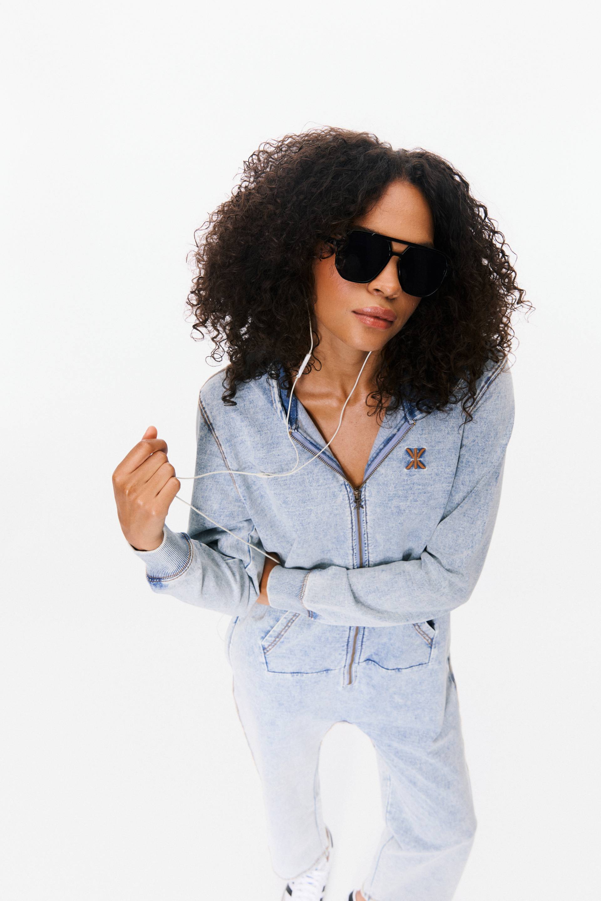 Onepiece Denim Straight Stretch Jumpsuit Blue - 10