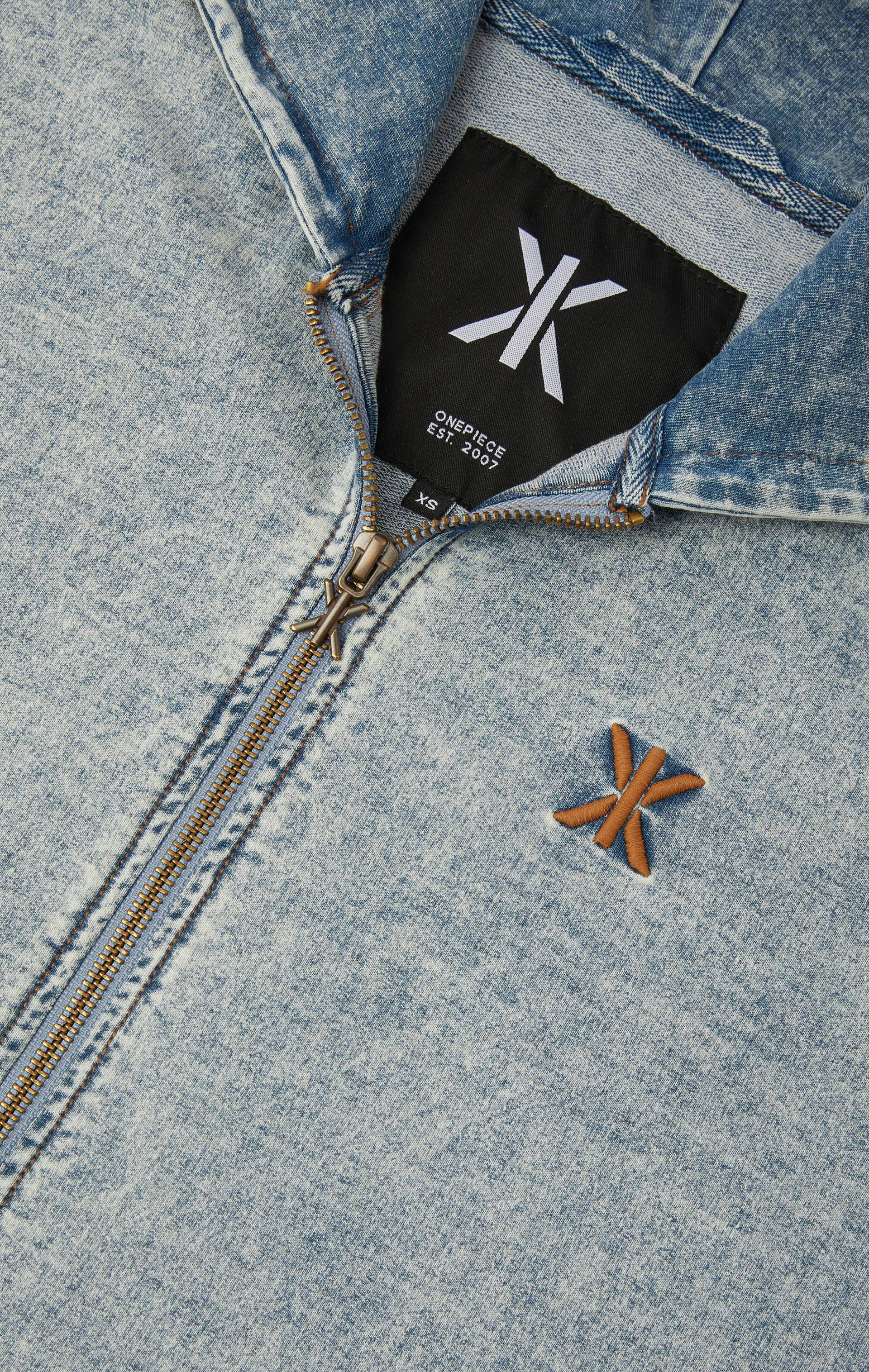 Onepiece Denim Straight Stretch Jumpsuit Blue - 6