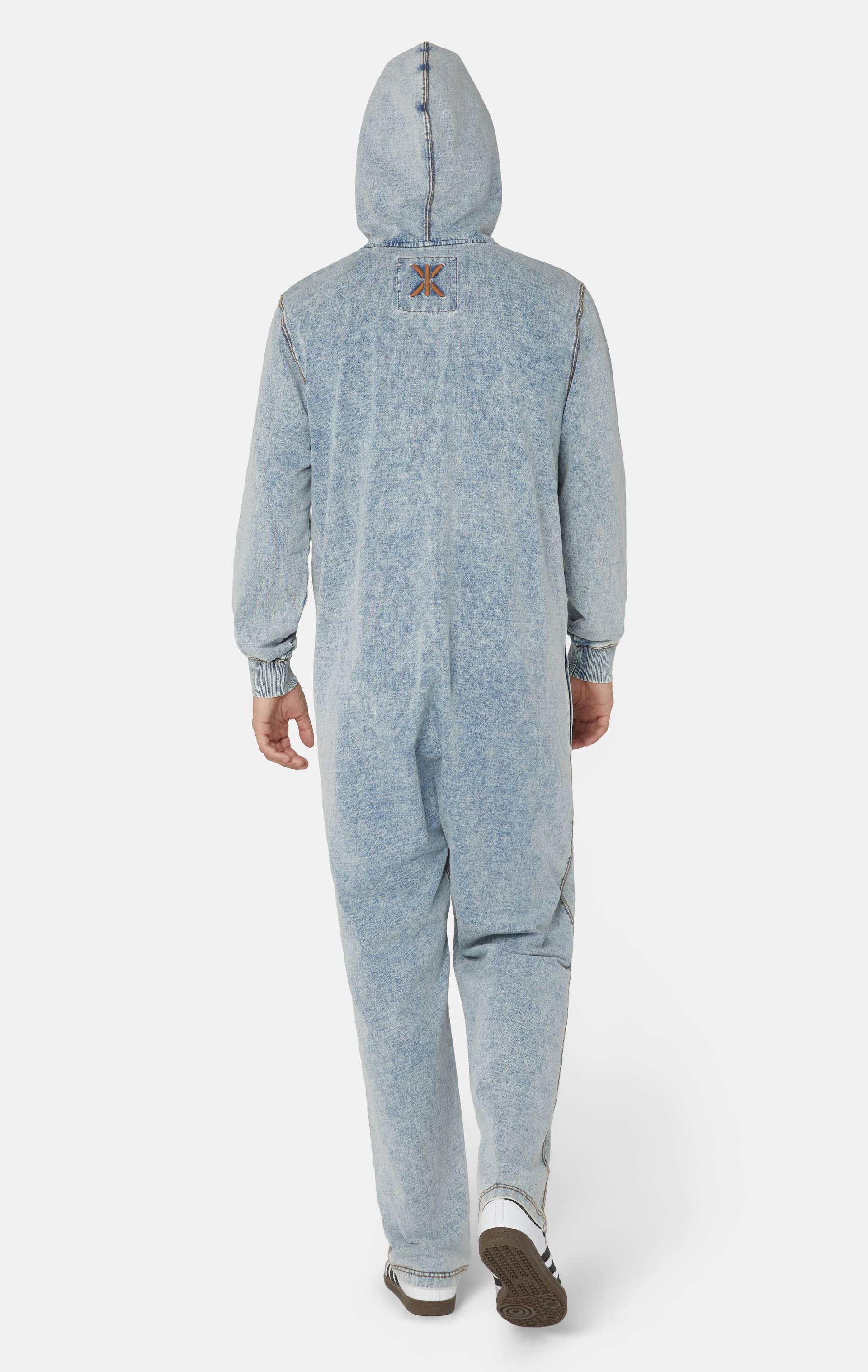 Onepiece Denim Straight Stretch Jumpsuit Blue - 3