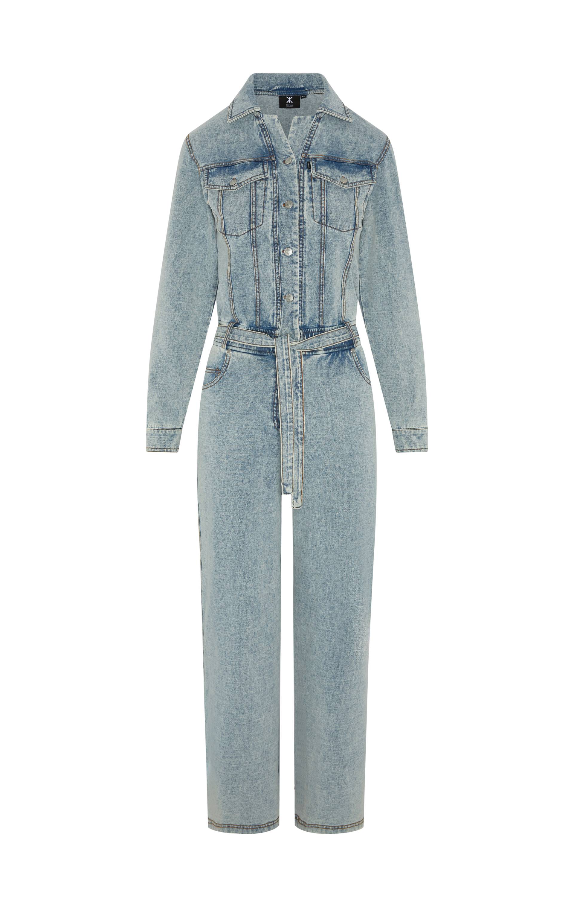 Onepiece Denim Comfort Fitted Jumpsuit Blue - 1