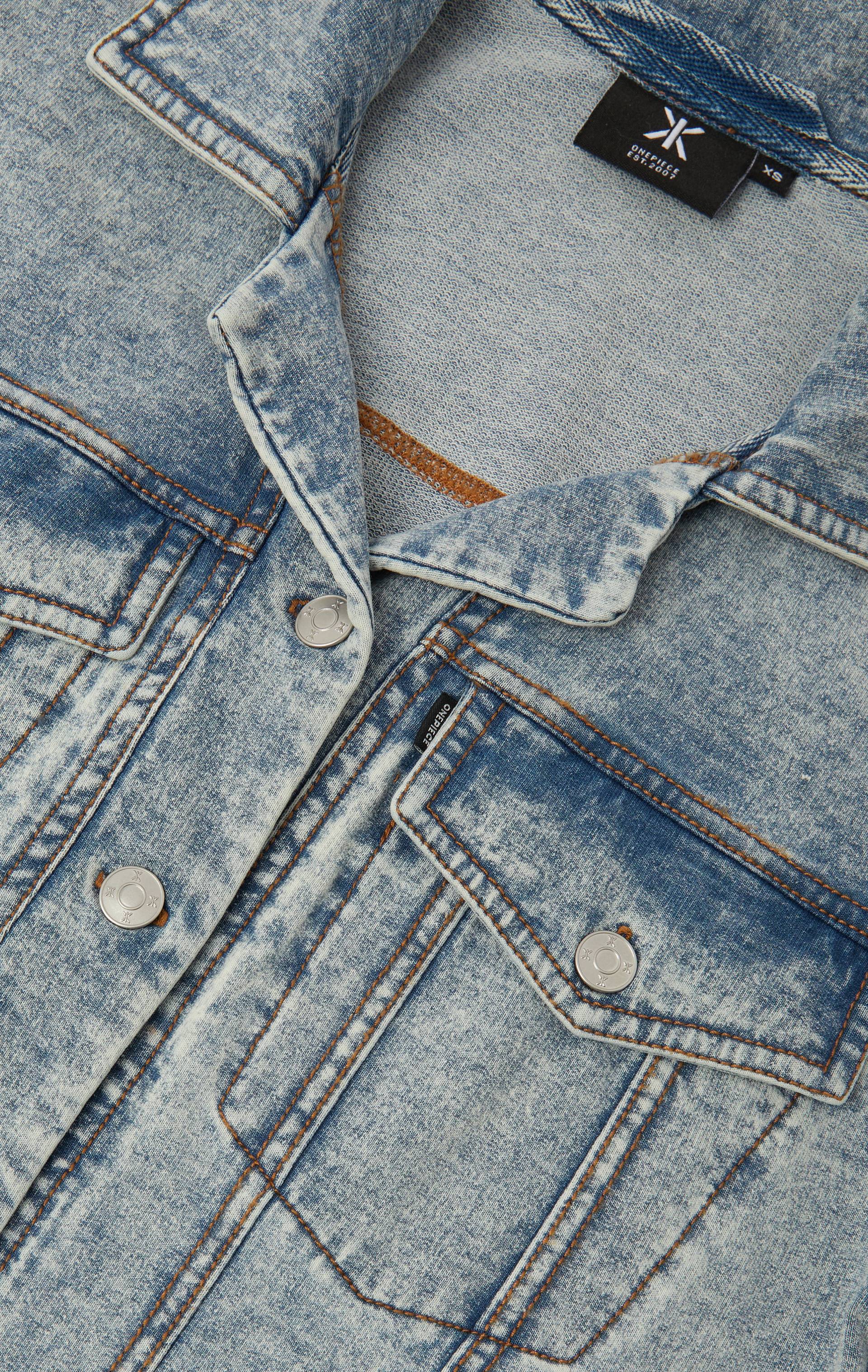 Onepiece Denim Comfort Fitted Jumpsuit Blue - 4