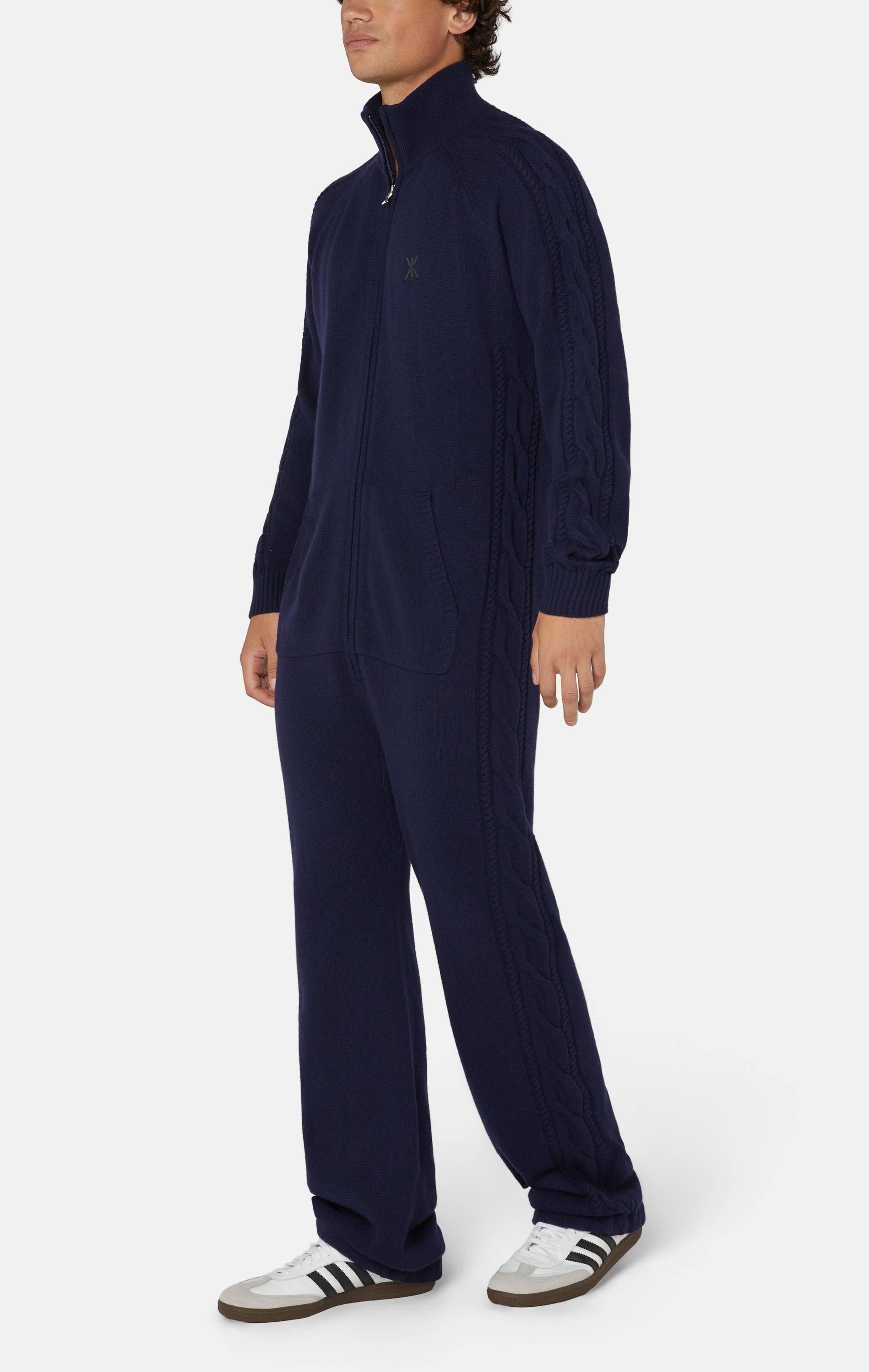 Onepiece Cable Lux Cashmere Jumpsuit Navy - 2