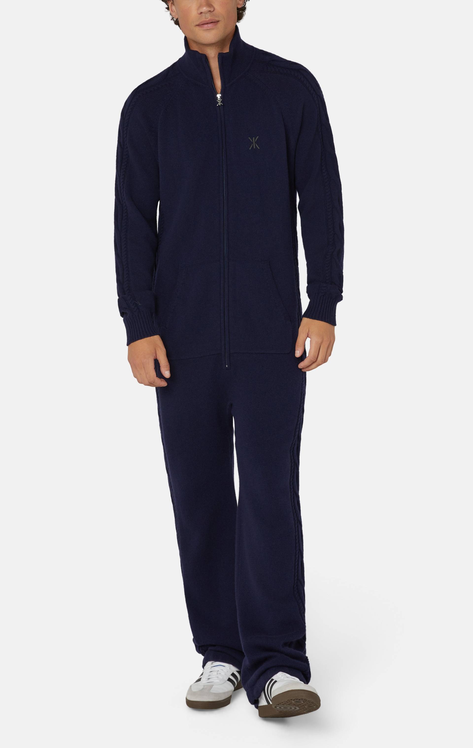 Onepiece Cable Lux Cashmere Jumpsuit Navy - 3