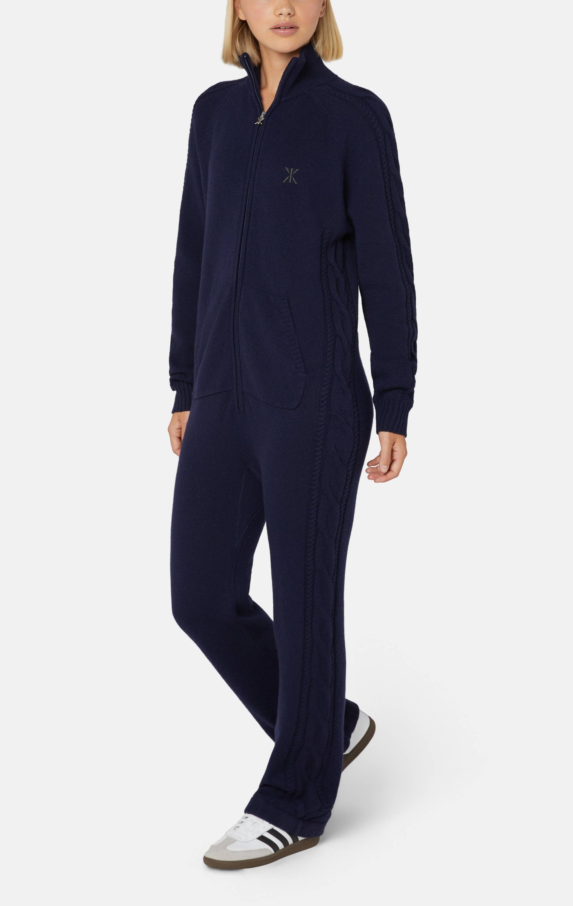 Onepiece Cable Lux Cashmere Jumpsuit Navy - 5