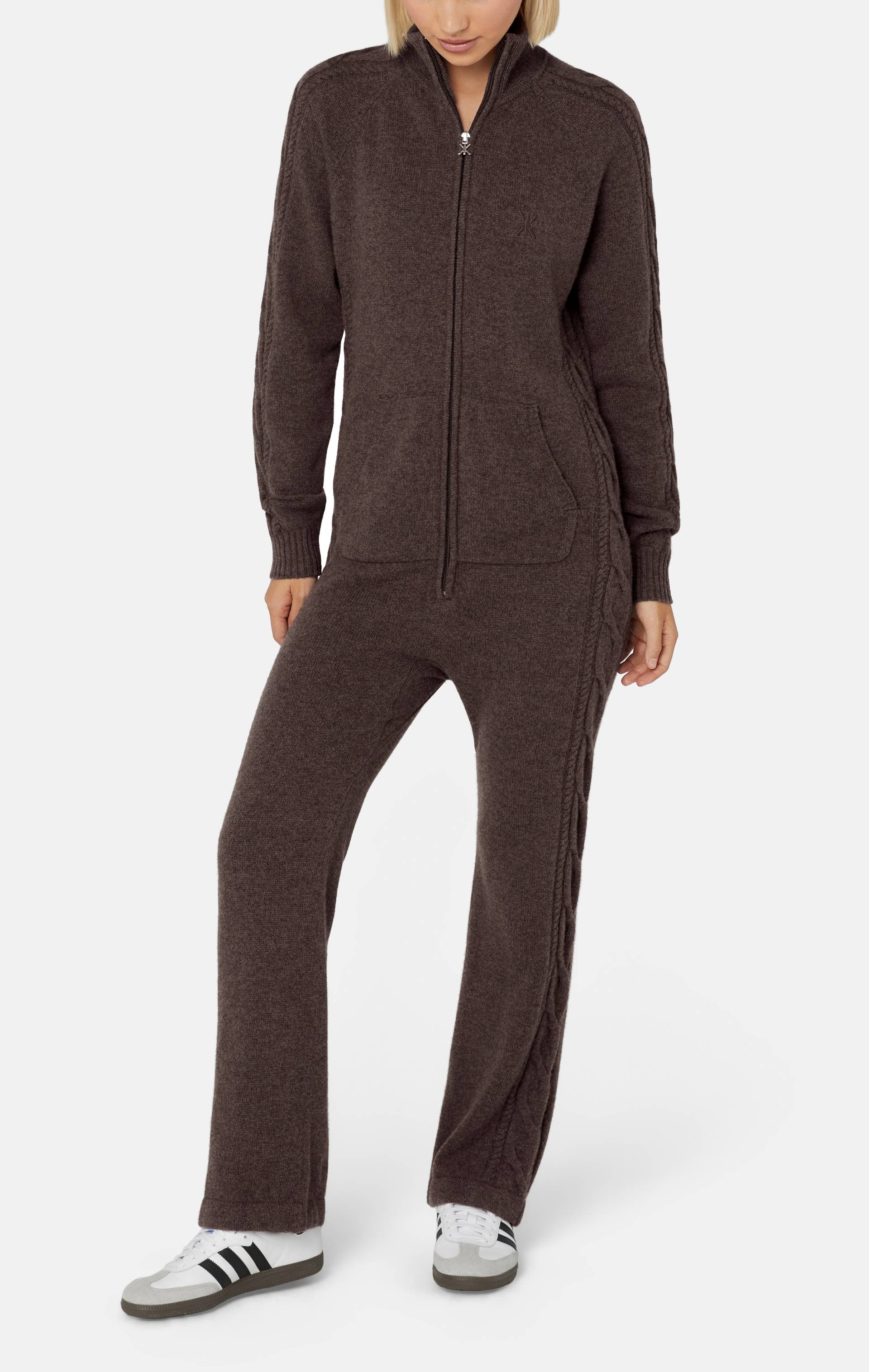 Onepiece Cable Lux Cashmere Jumpsuit Brown Melange - 4