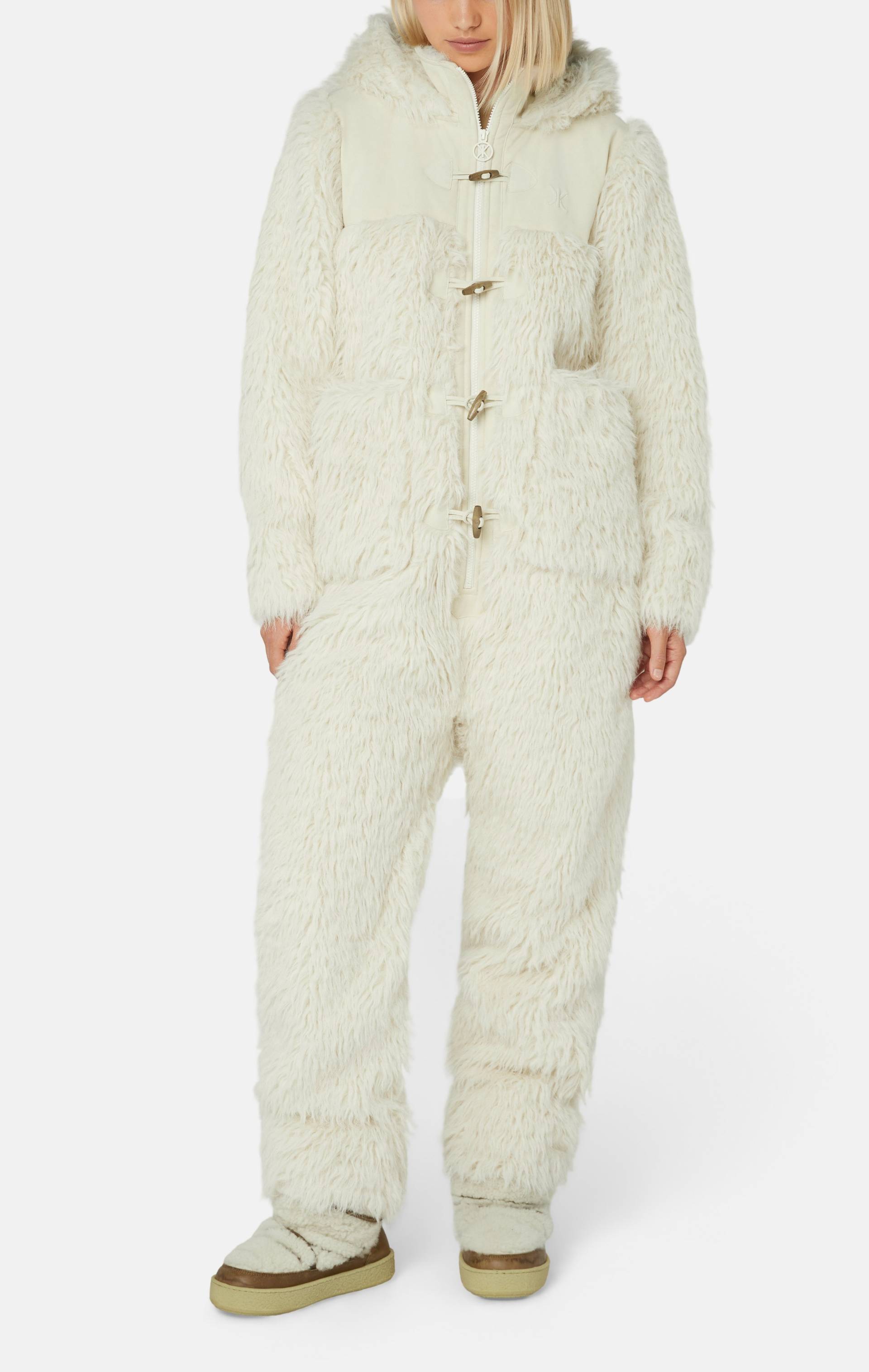 Onepiece Vanilla Fur Jumpsuit Off White - 4