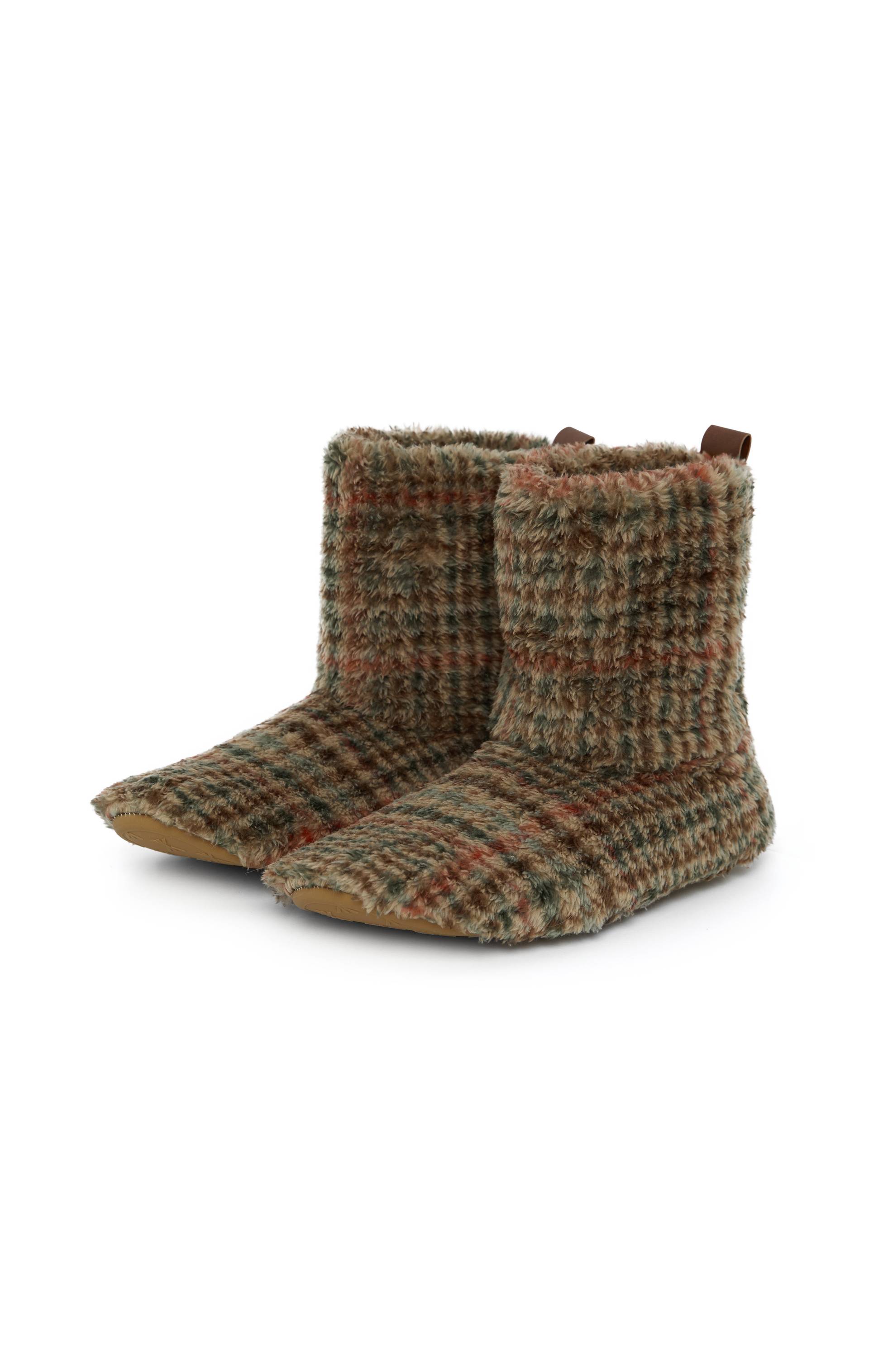 Onepiece Puppy Slippers Brown Check - 1