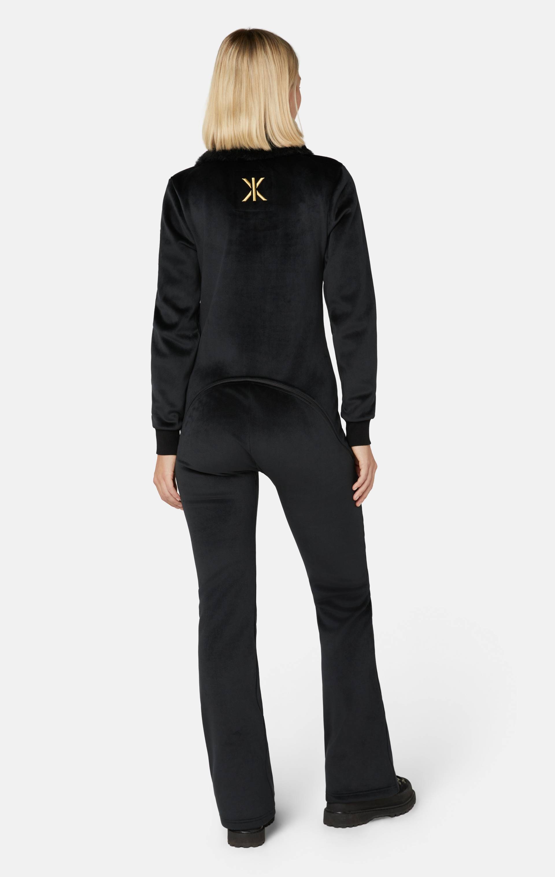 Onepiece Alps Soft Velvet Flared Jumpsuit Black - 3