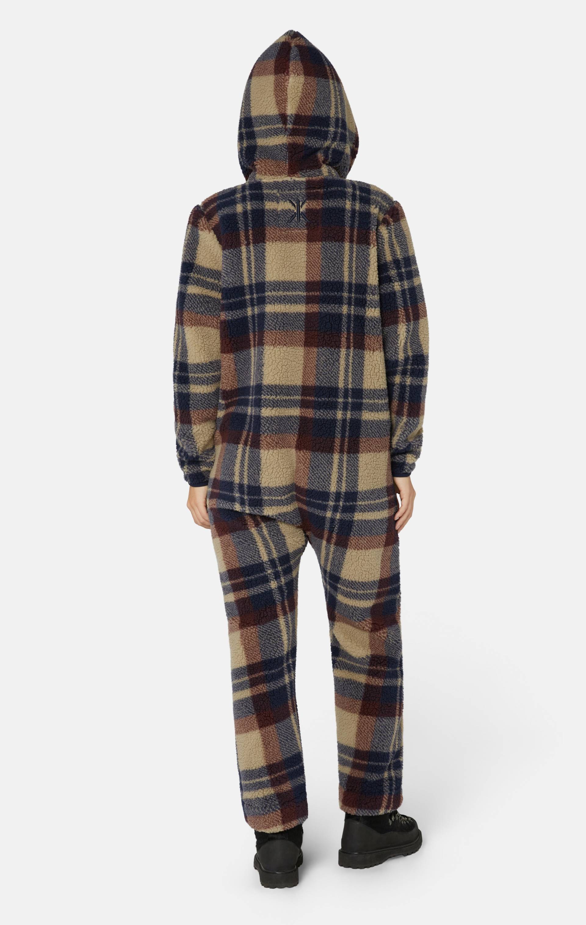 Onepiece Earthy Fleece Jumpsuit Brown Check - 5
