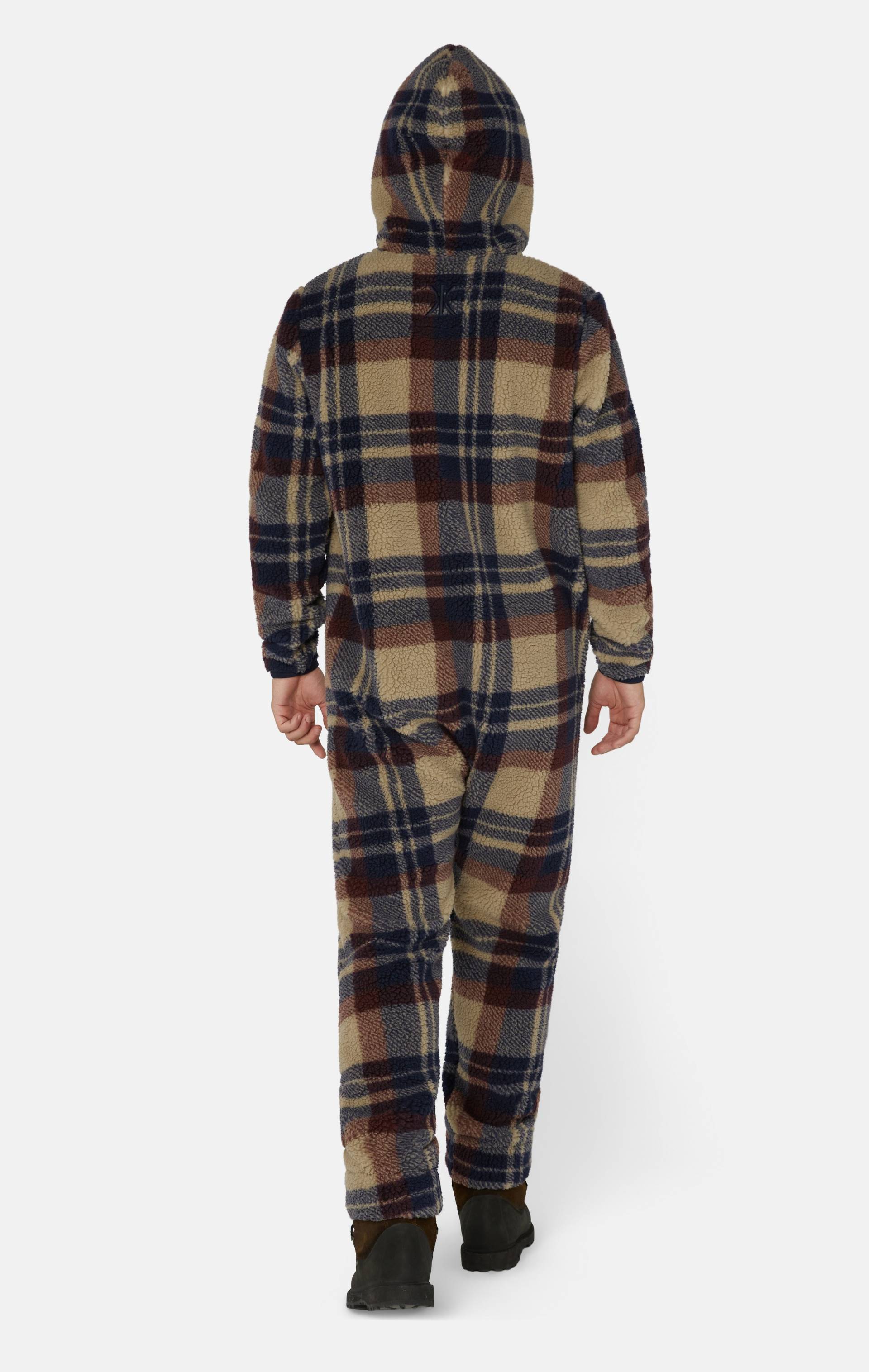 Onepiece Earthy Fleece Jumpsuit Brown Check - 3