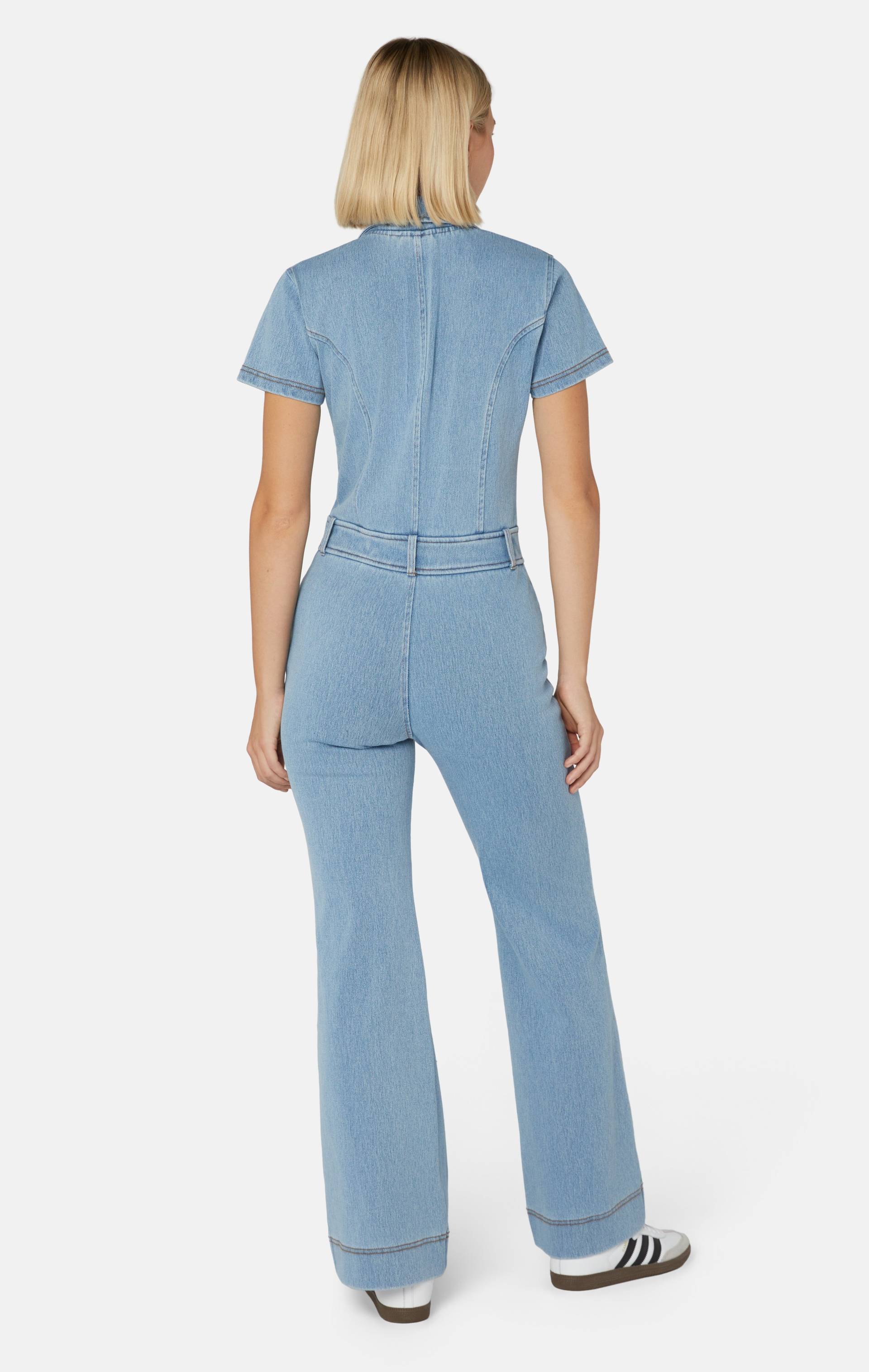 Onepiece Denim Fit And Flared Jumpsuit Light Blue - 3