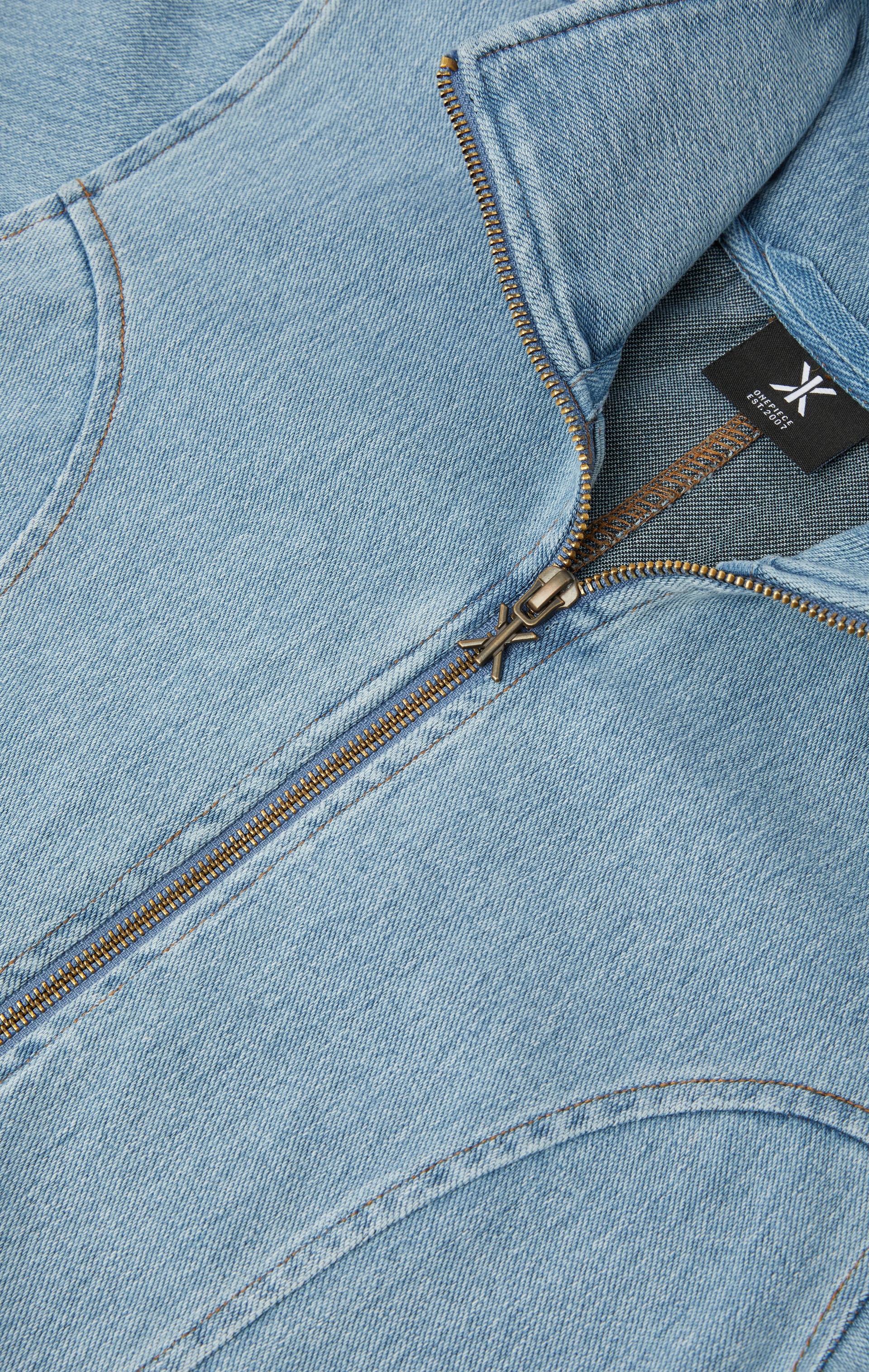 Onepiece Denim Fit And Flared Jumpsuit Light Blue - 4