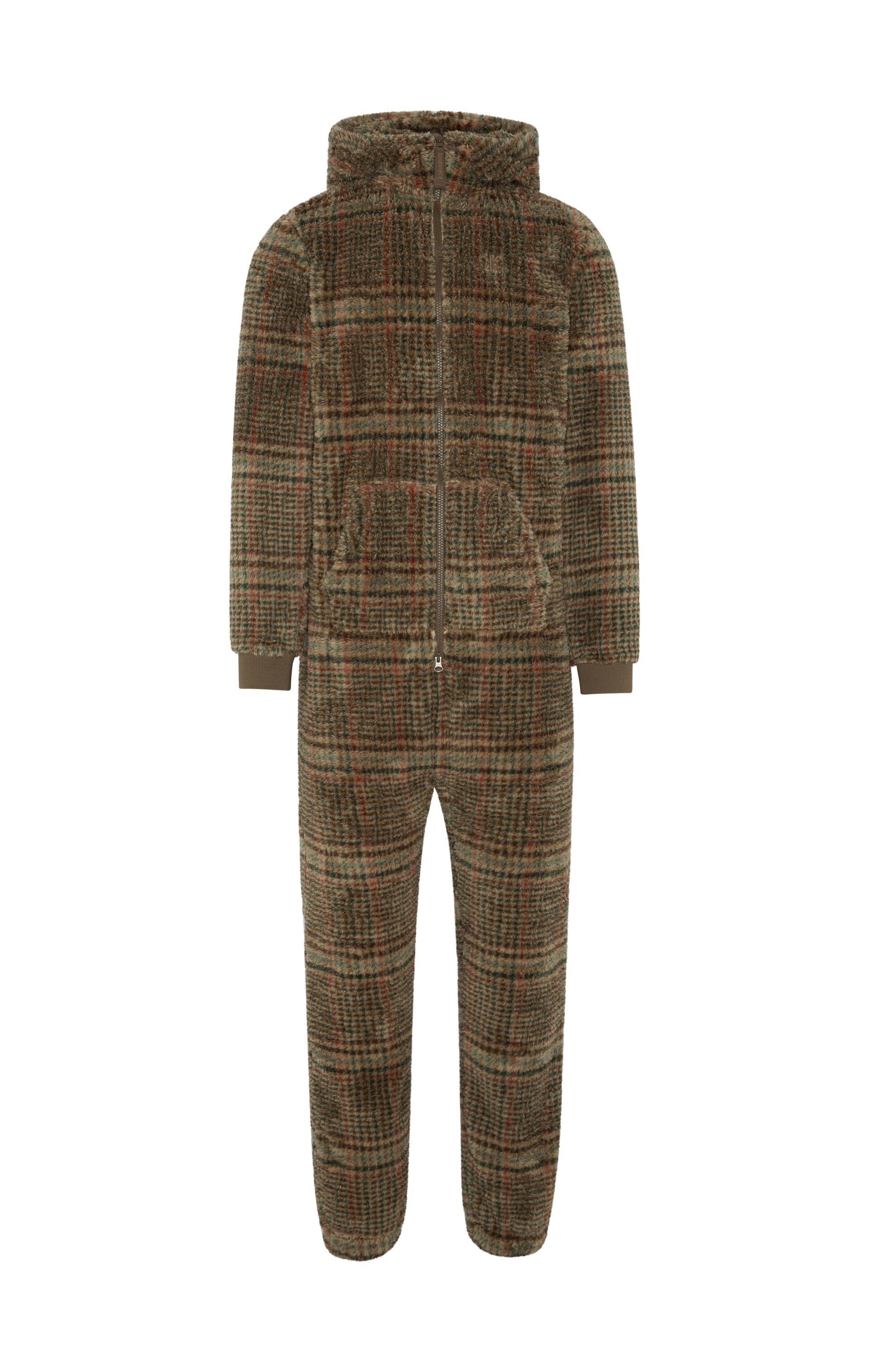 Onepiece Puppy Jumpsuit Brown Check - 1