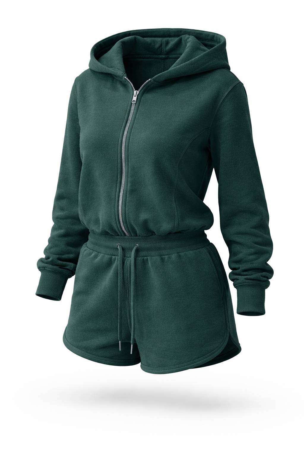 Onepiece Sporty Basic Short Female Jumpsuit Green - 1