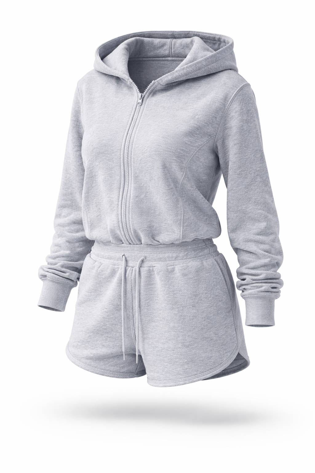 Onepiece Sporty Basic Short Female Jumpsuit Grey Melange - 1