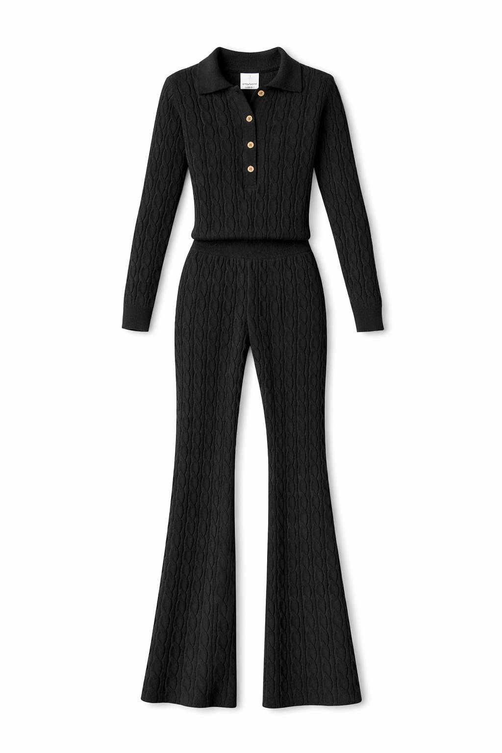 Onepiece Summer Cable Flared Jumpsuit Black - 1