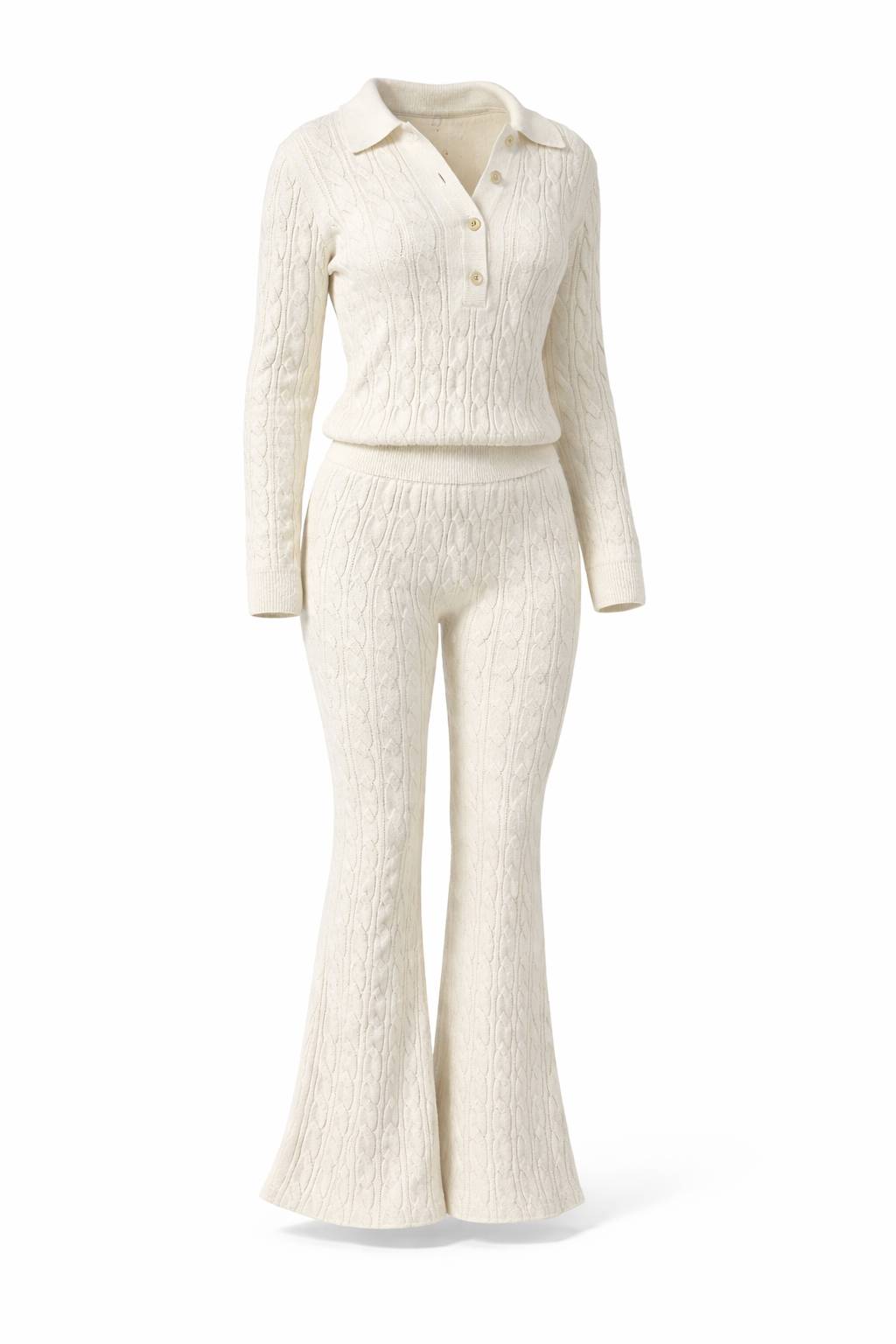 Onepiece Summer Cable Flared Jumpsuit Cream - 1