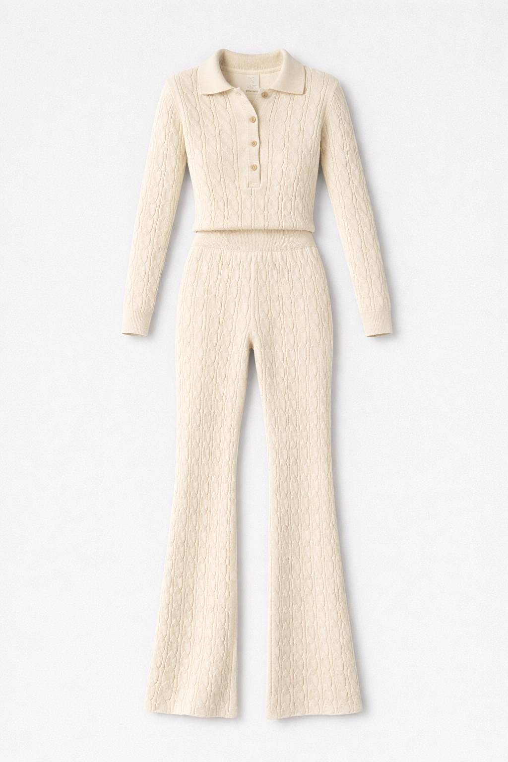 Onepiece Summer Cable Flared Jumpsuit Cream - 4