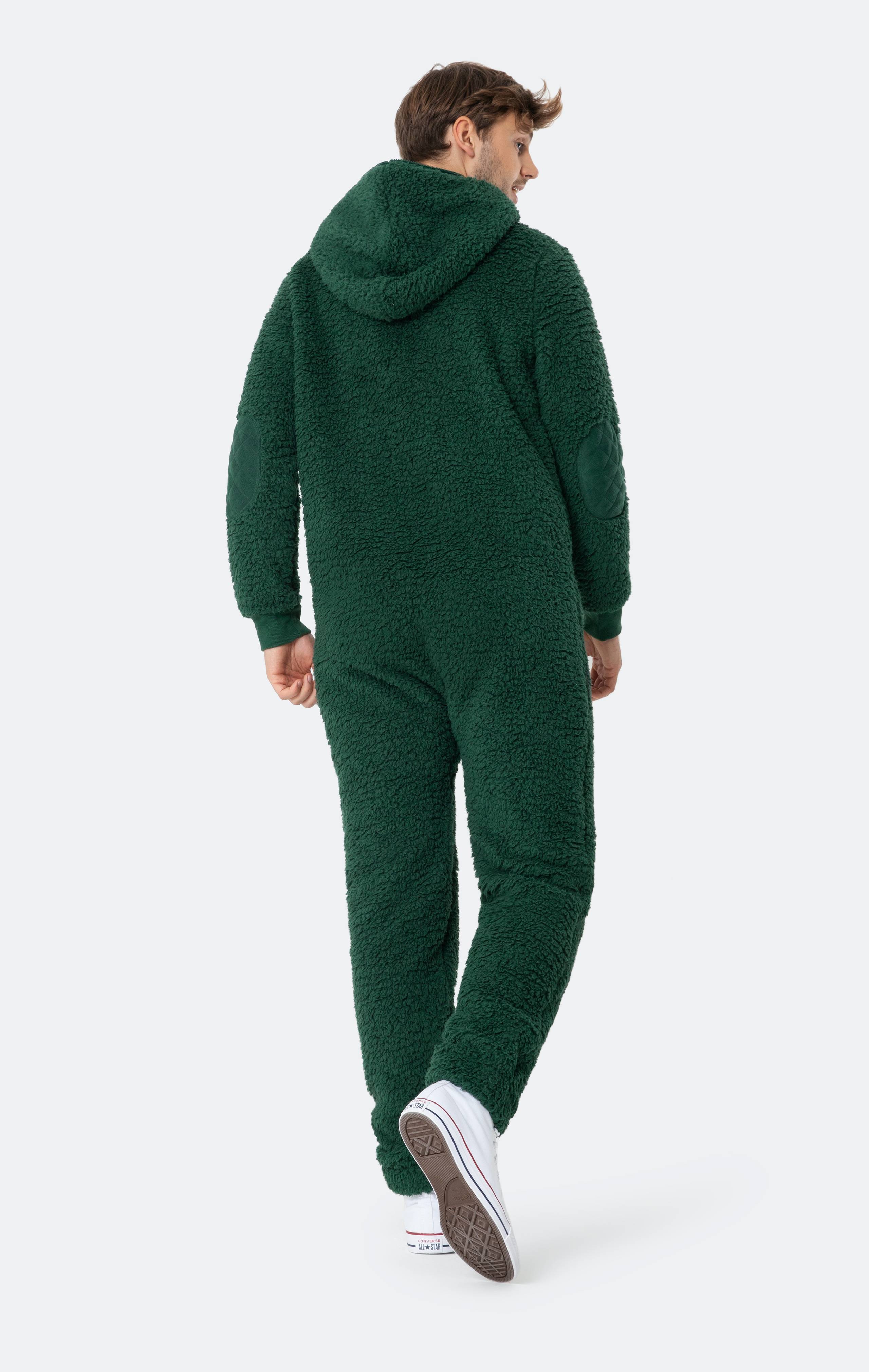 Onepiece Teddy Fleece Jumpsuit Green - 3