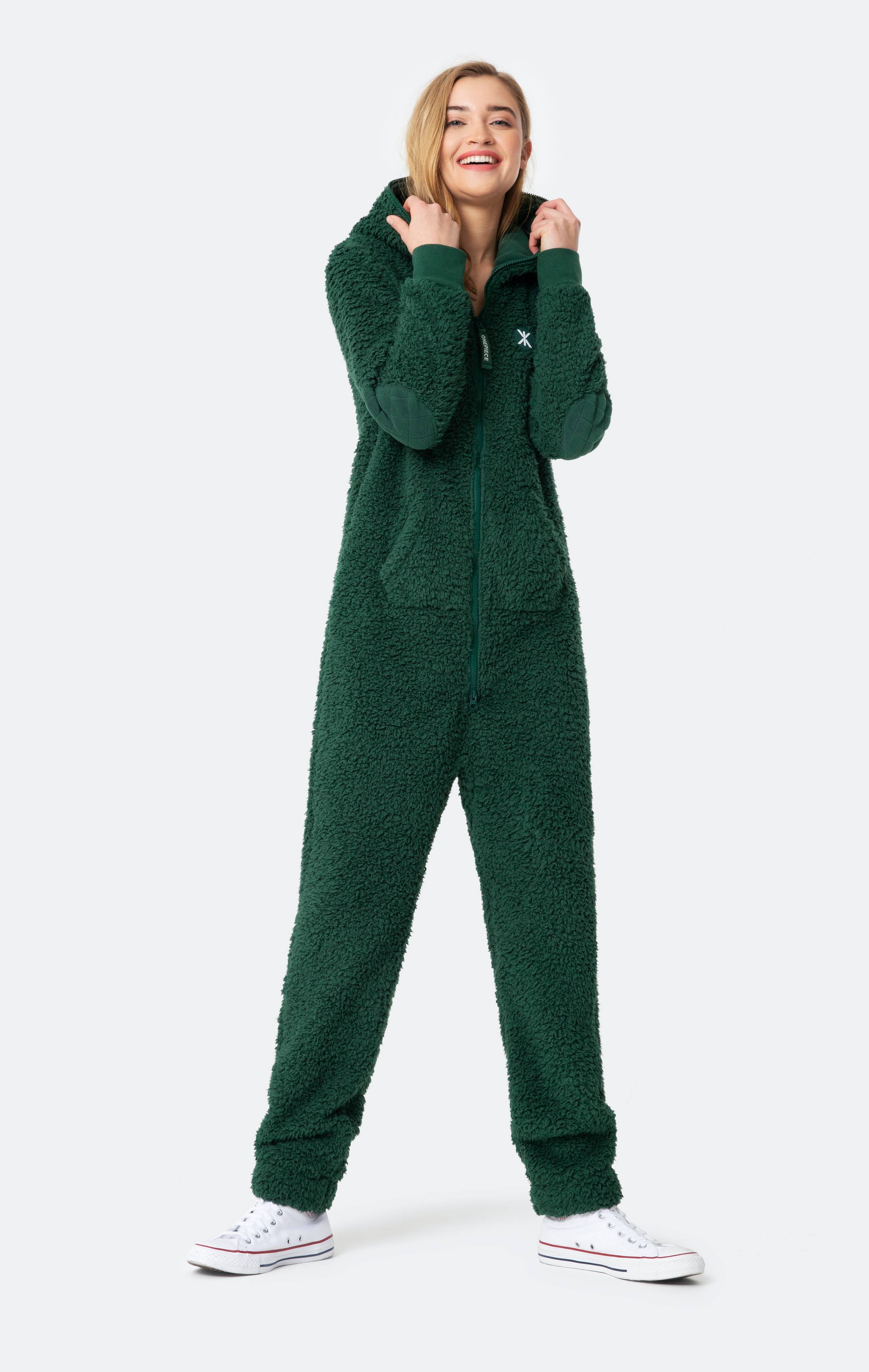 Onepiece Teddy Fleece Jumpsuit Green - 5