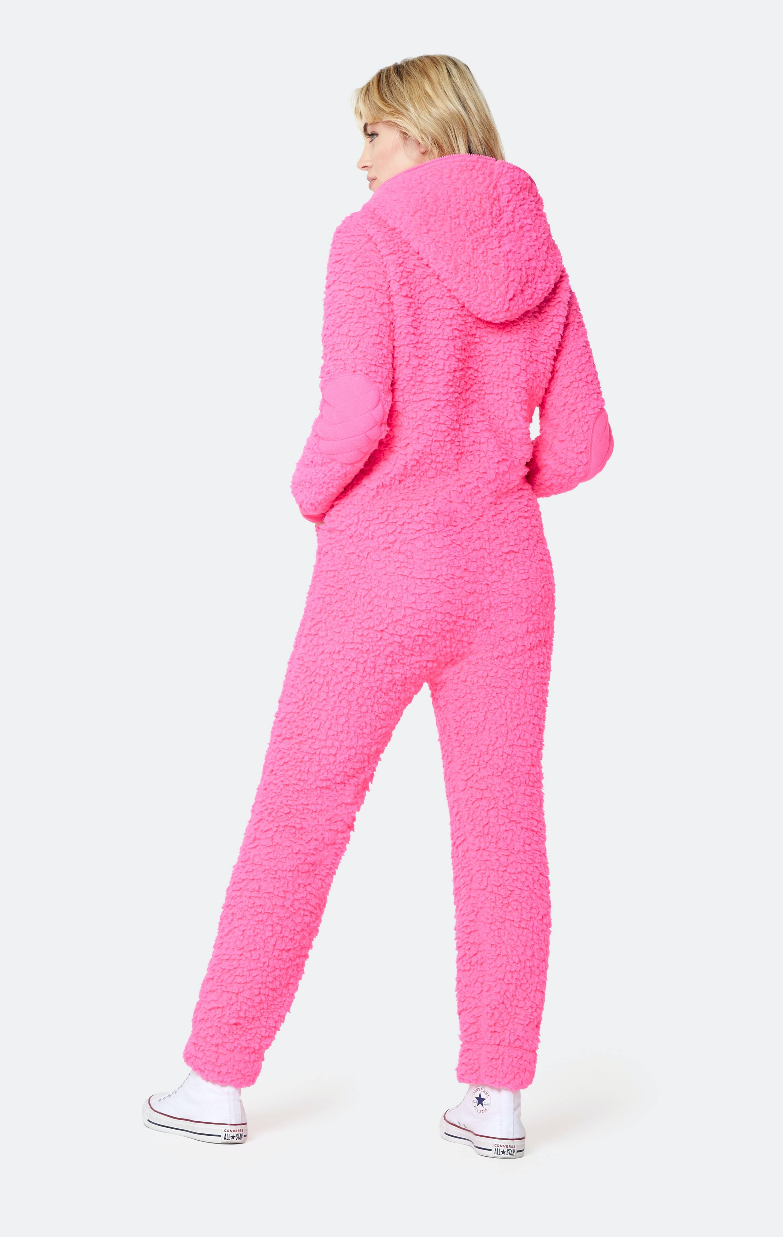 Onepiece Teddy Fleece Jumpsuit Neon Pink - 9
