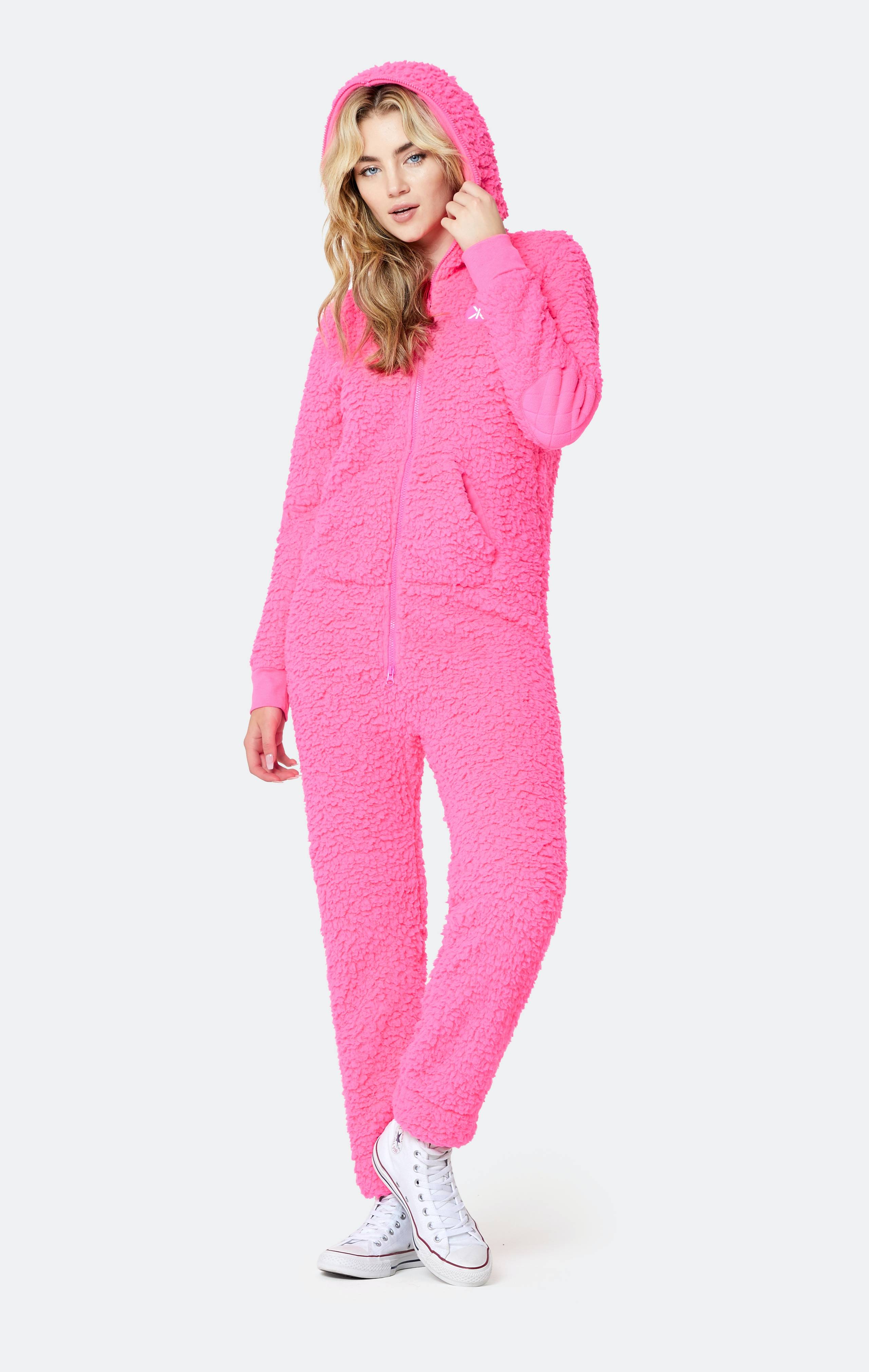 Onepiece Teddy Fleece Jumpsuit Neon Pink - 10
