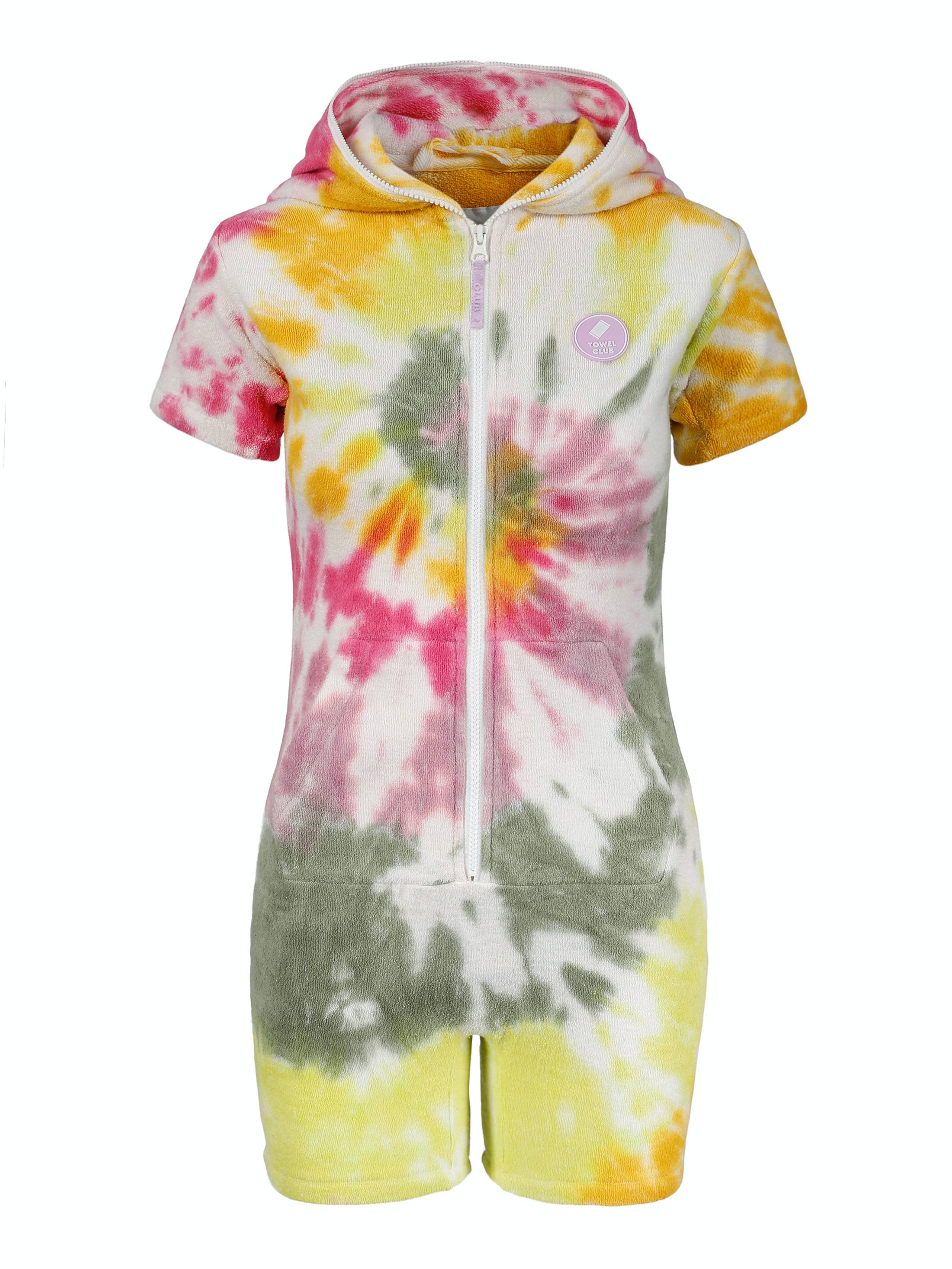 Onepiece Towel Club Short Fitted Jumpsuit Multi Tie Dye - 1