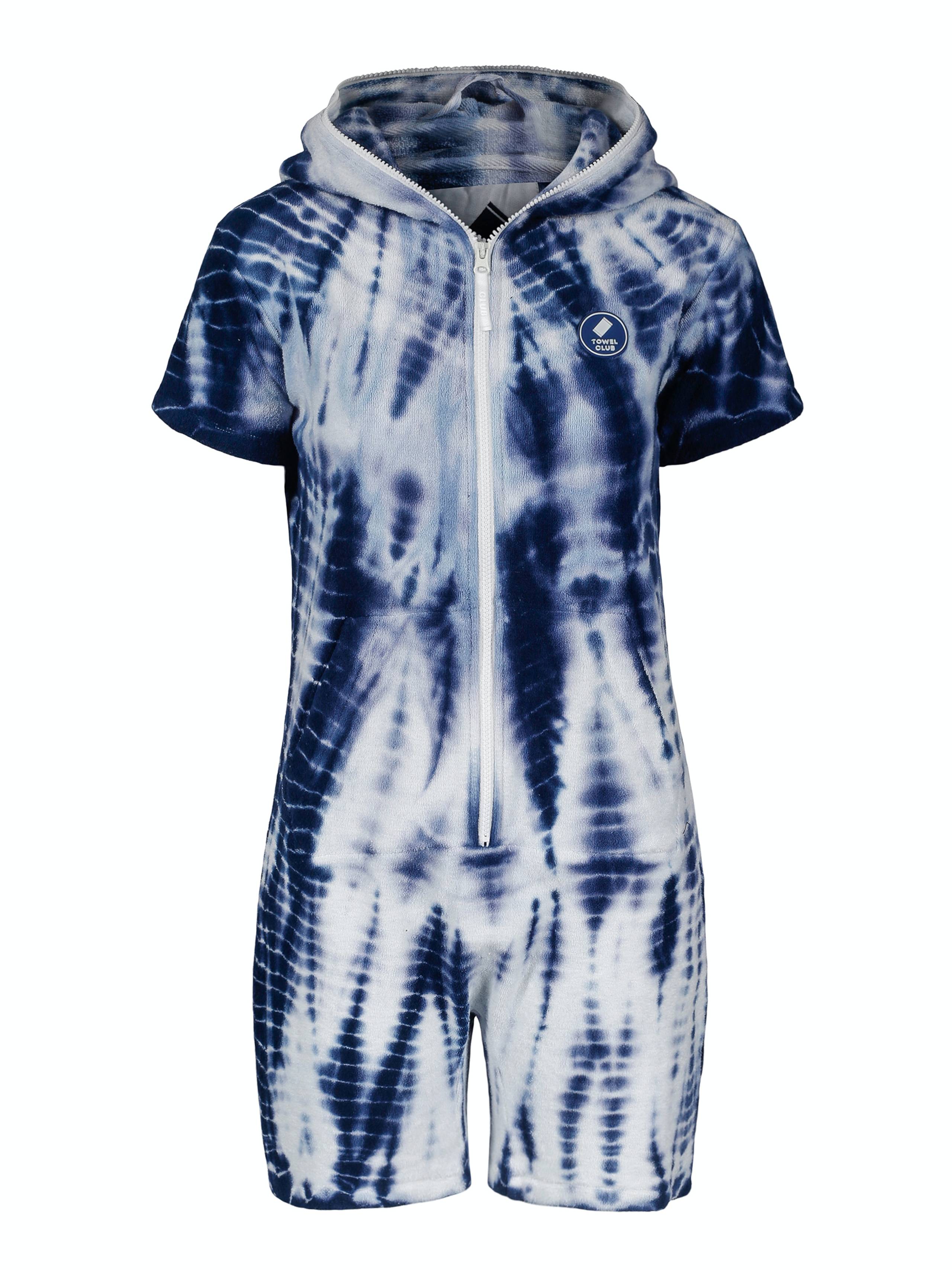 Onepiece Towel Club Short Fitted Jumpsuit Blue Tie Dye - 1