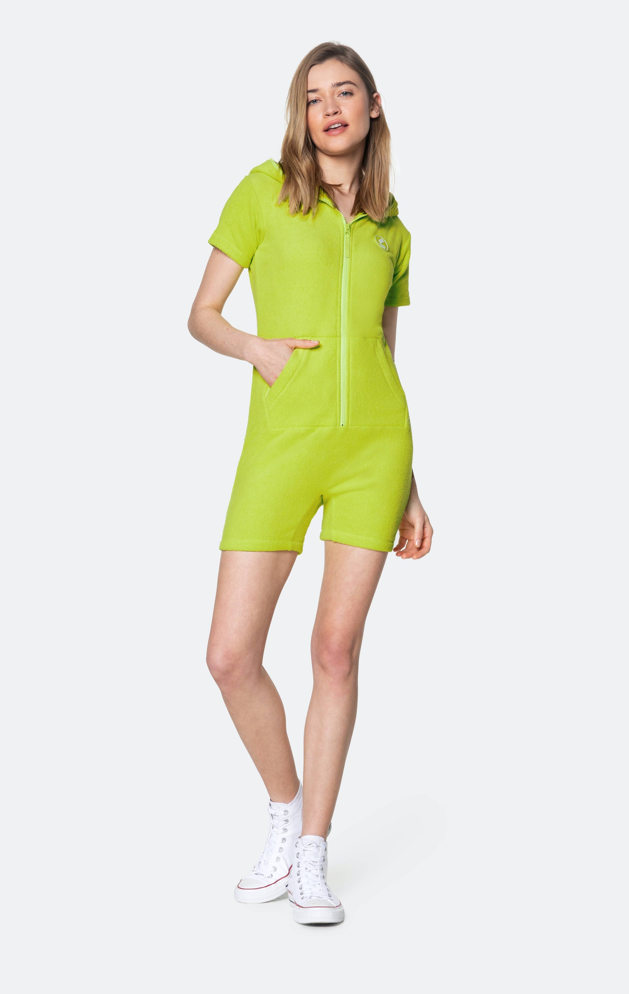 Onepiece Towel Club Short Fitted Jumpsuit Lime - 2