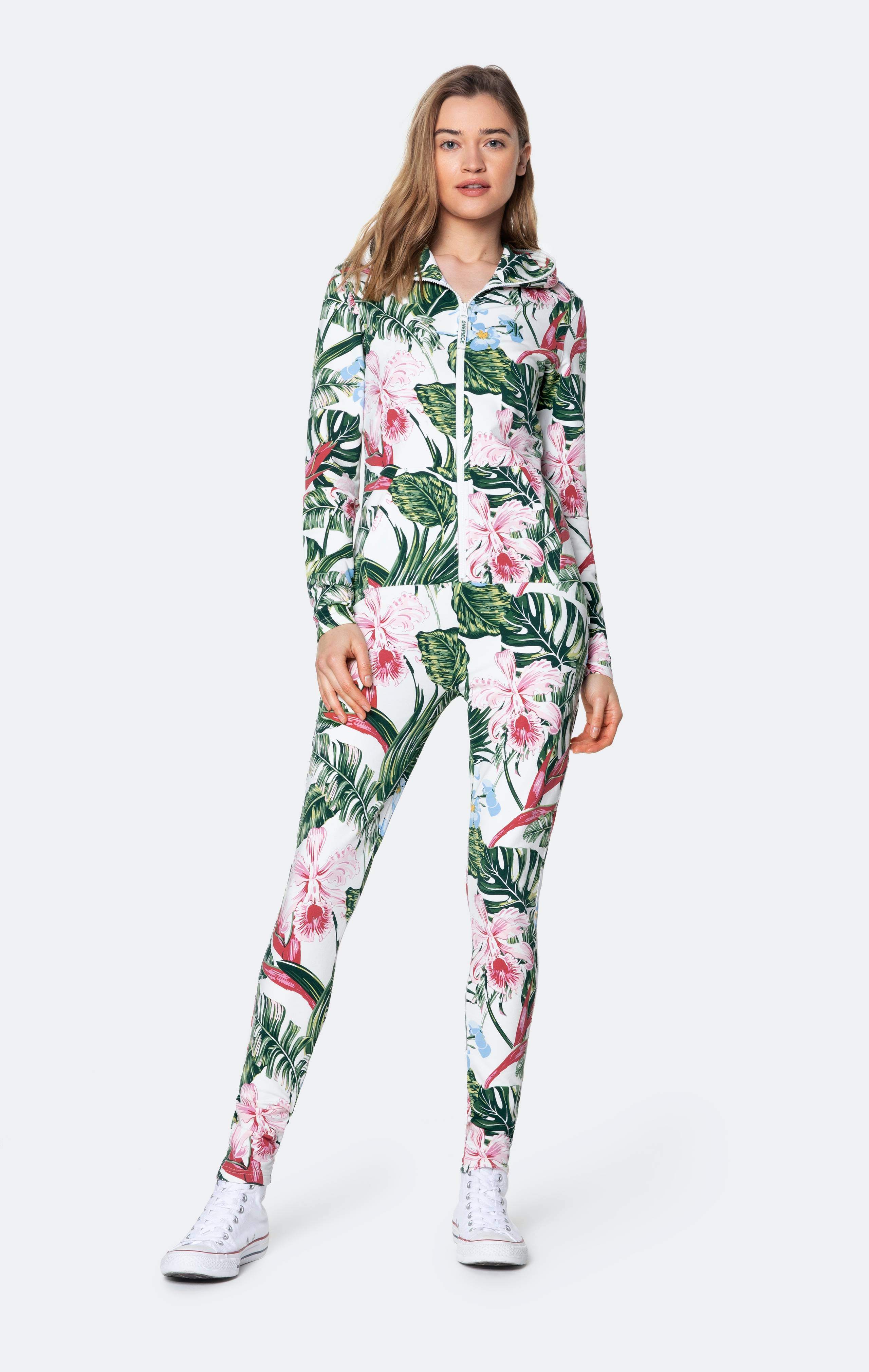 Onepiece Tropicana Fitted Jumpsuit Off White Print - 2