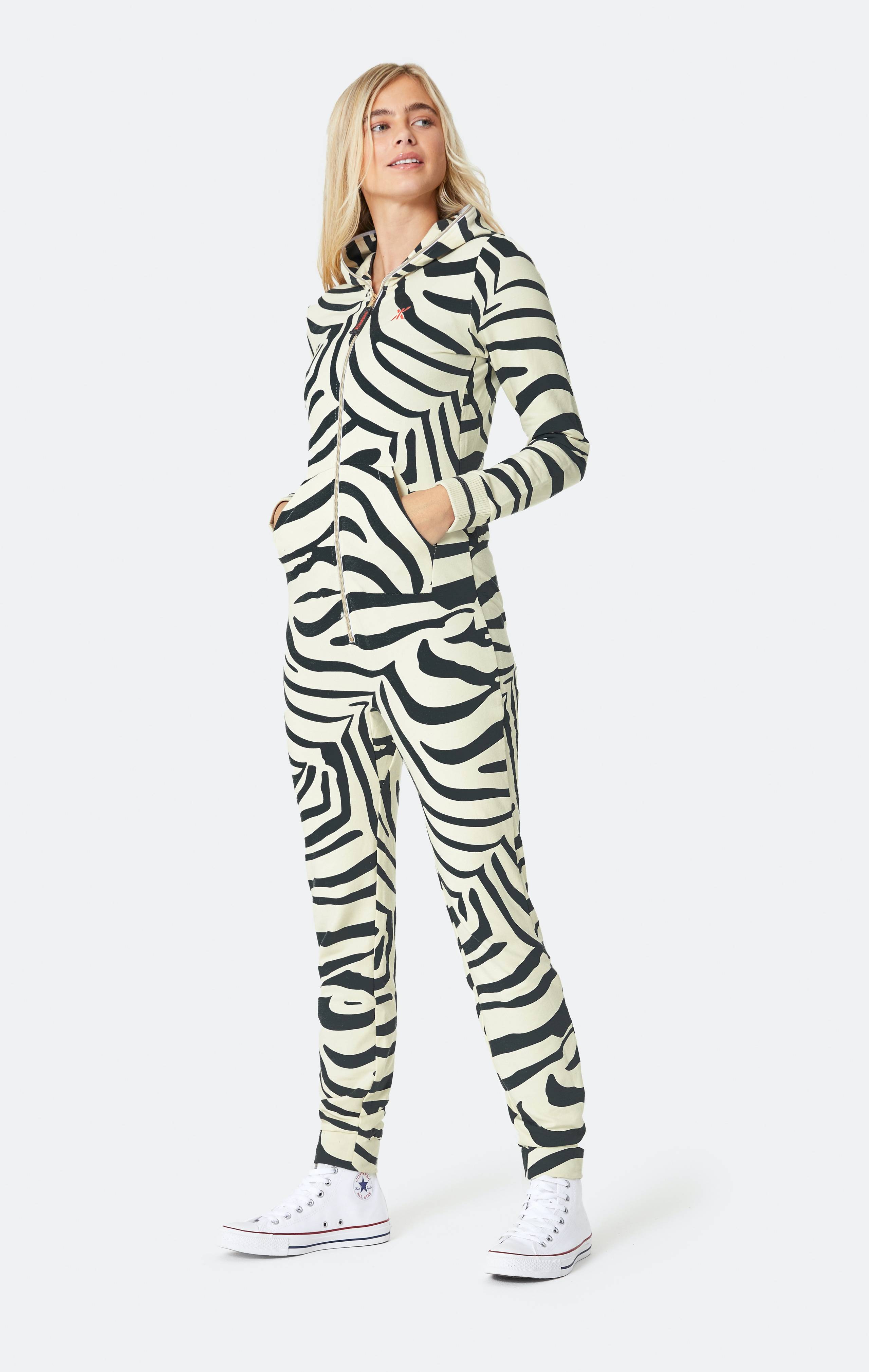 Onepiece Zebra Fitted Jumpsuit Off-white - 4
