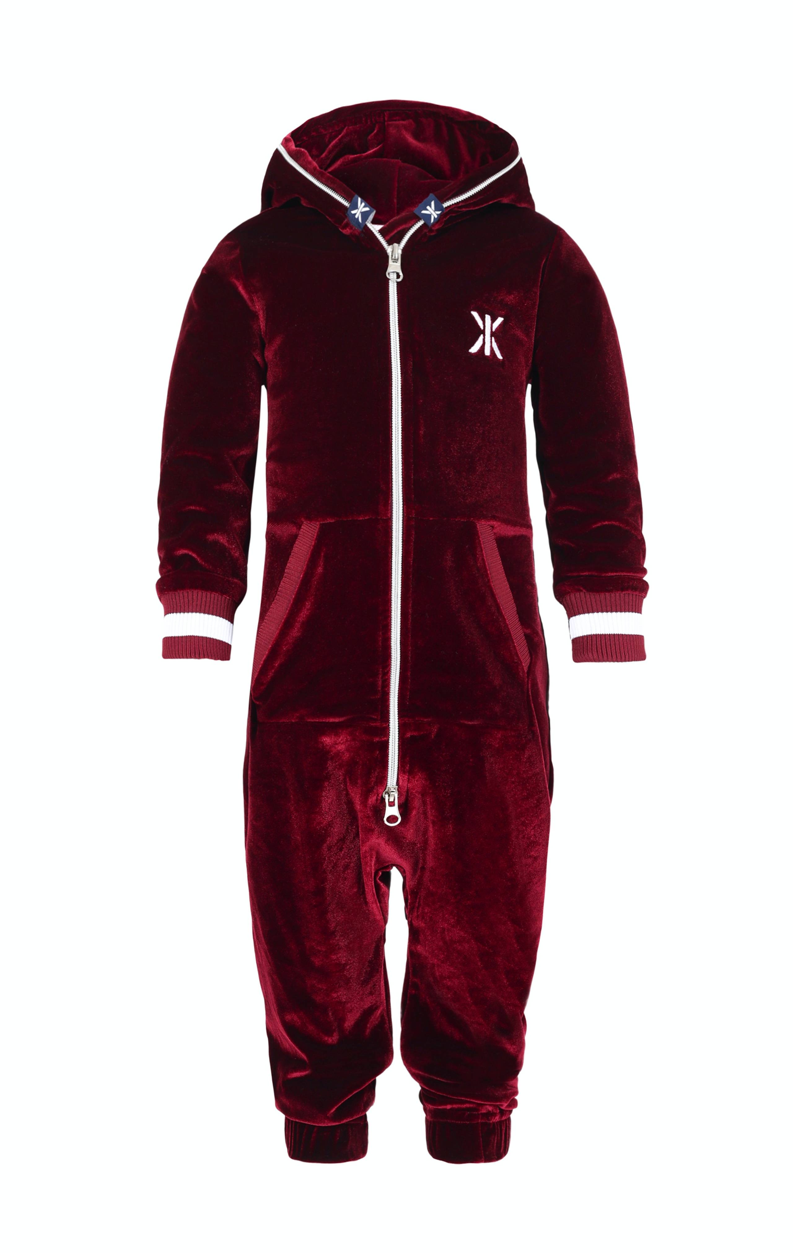 Onepiece Baby Velour Jumpsuit Red - 1