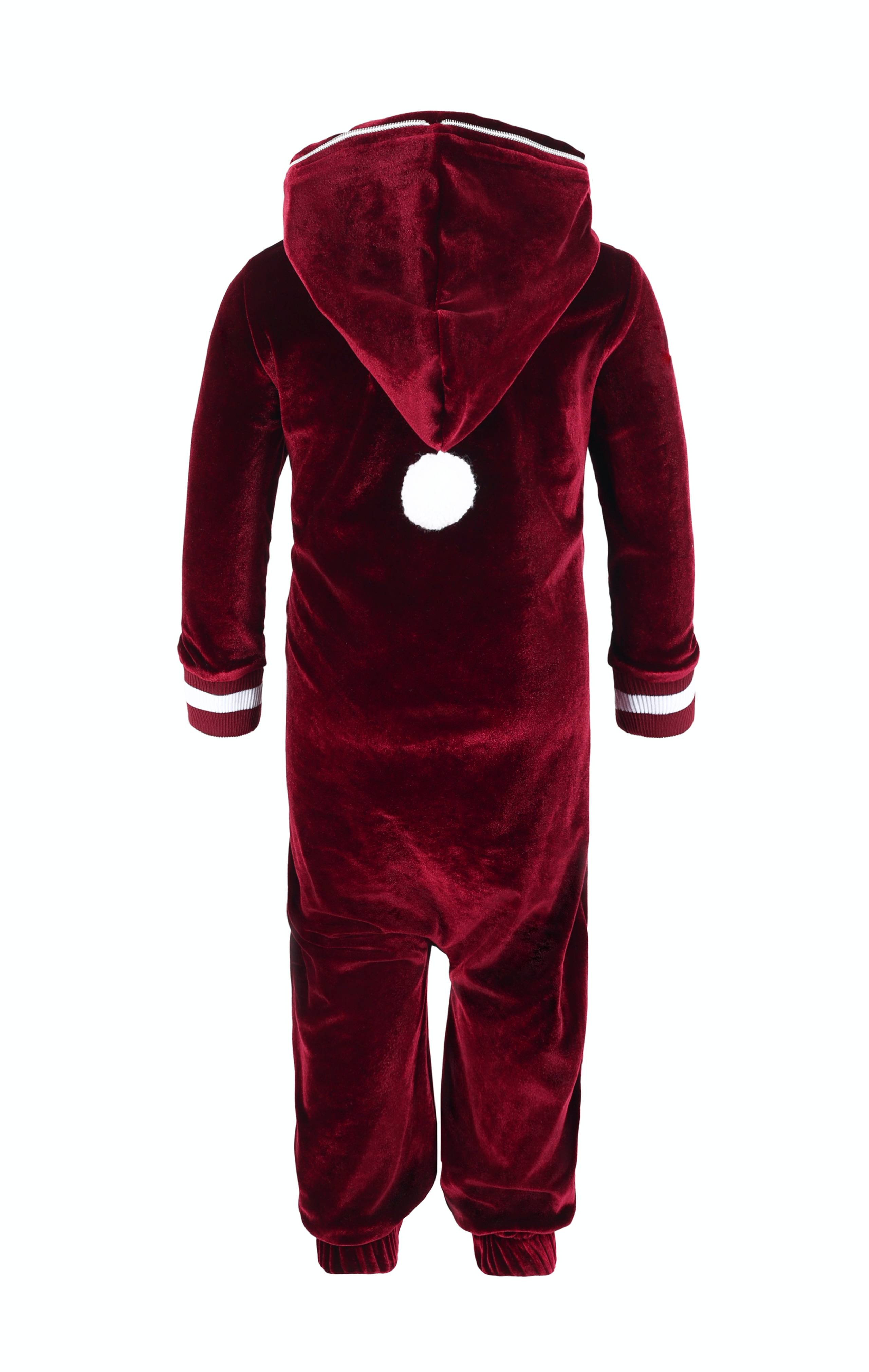 Onepiece Baby Velour Jumpsuit Red - 3