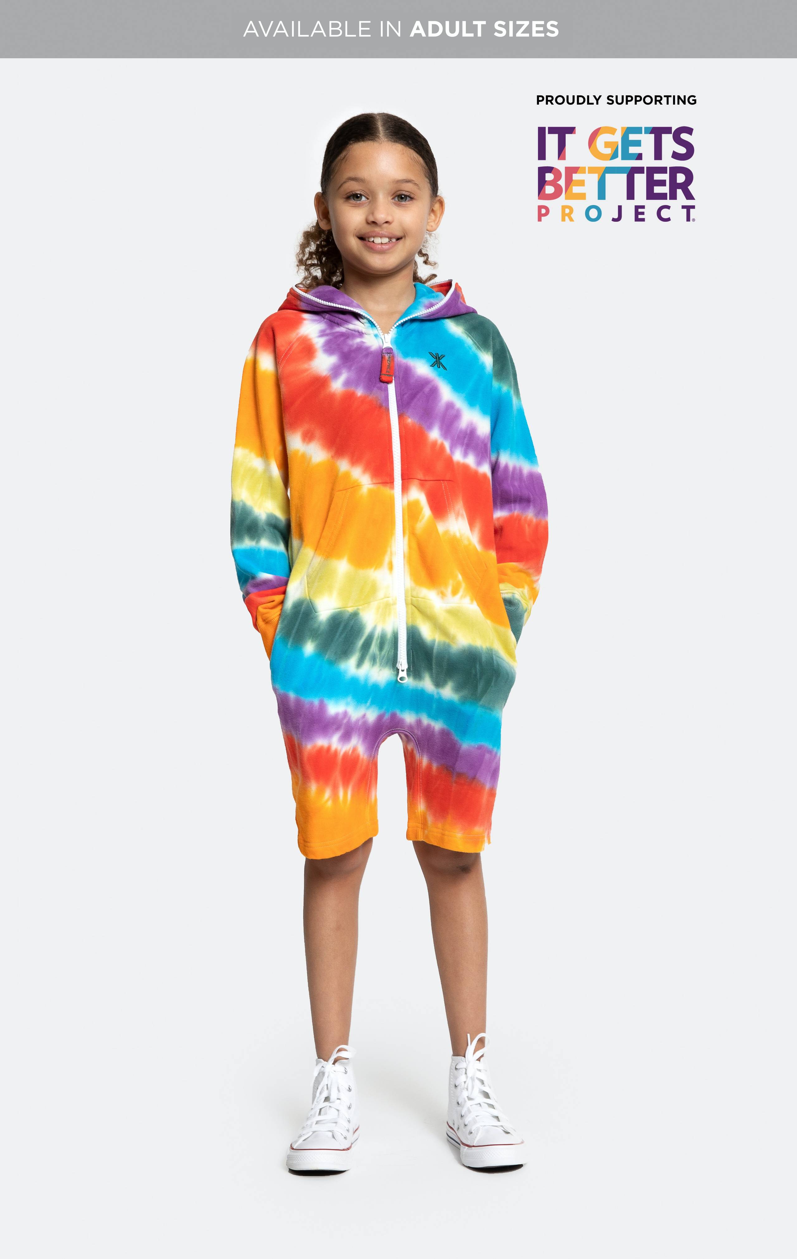 Onepiece Rainbow Pride Short KIDS Jumpsuit Multi Tie-Dye - 2