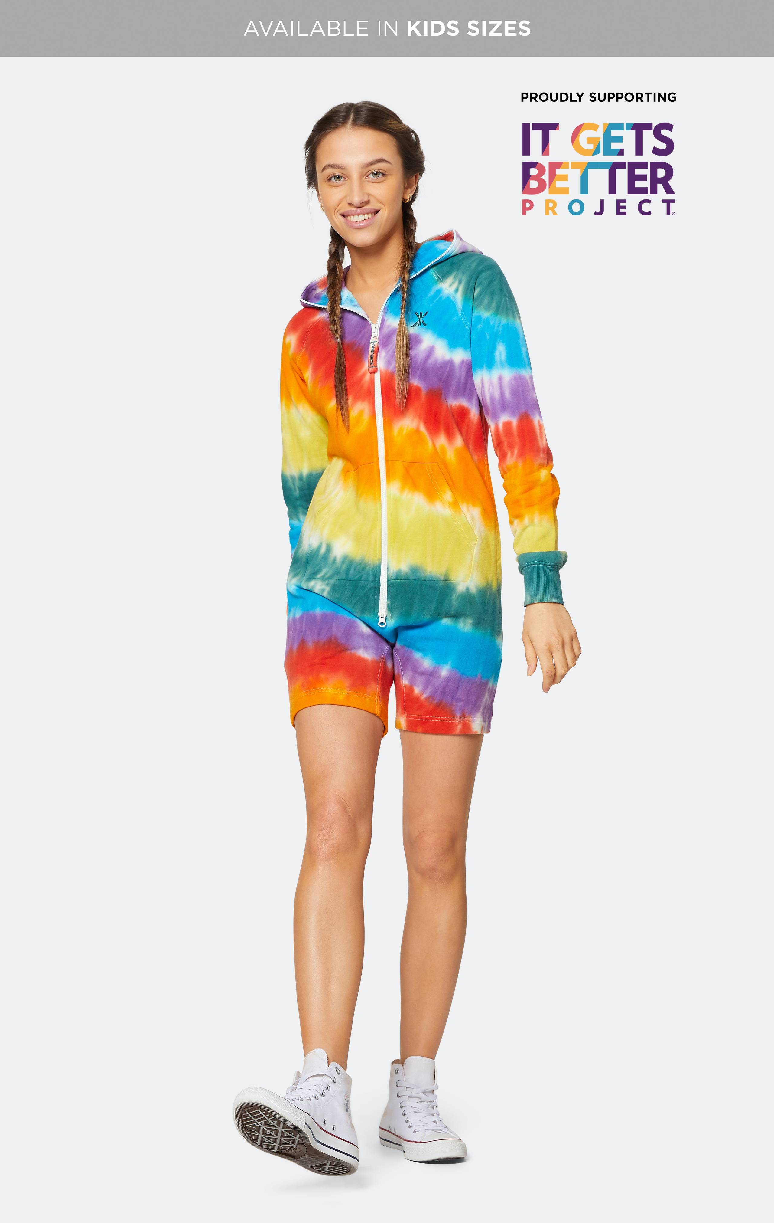 Onepiece Rainbow Pride Short Jumpsuit Multi Tie-Dye - 6