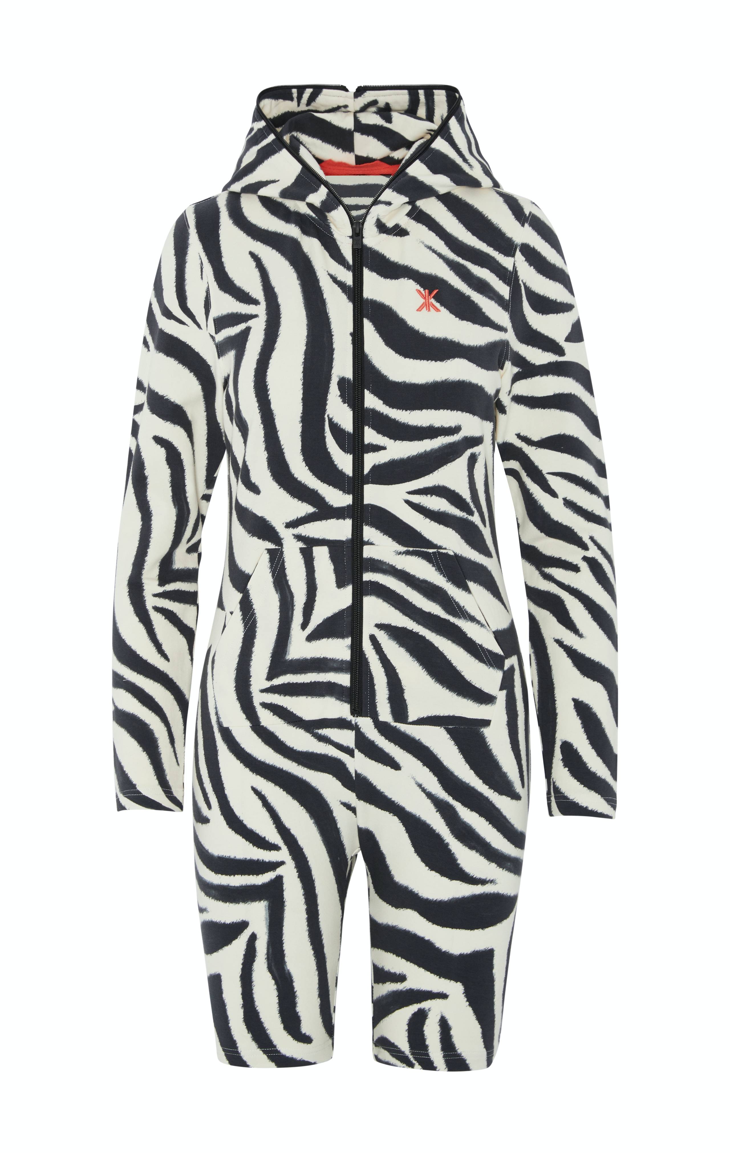 Onepiece Zebra Fitted Short Jumpsuit Off-white - 1
