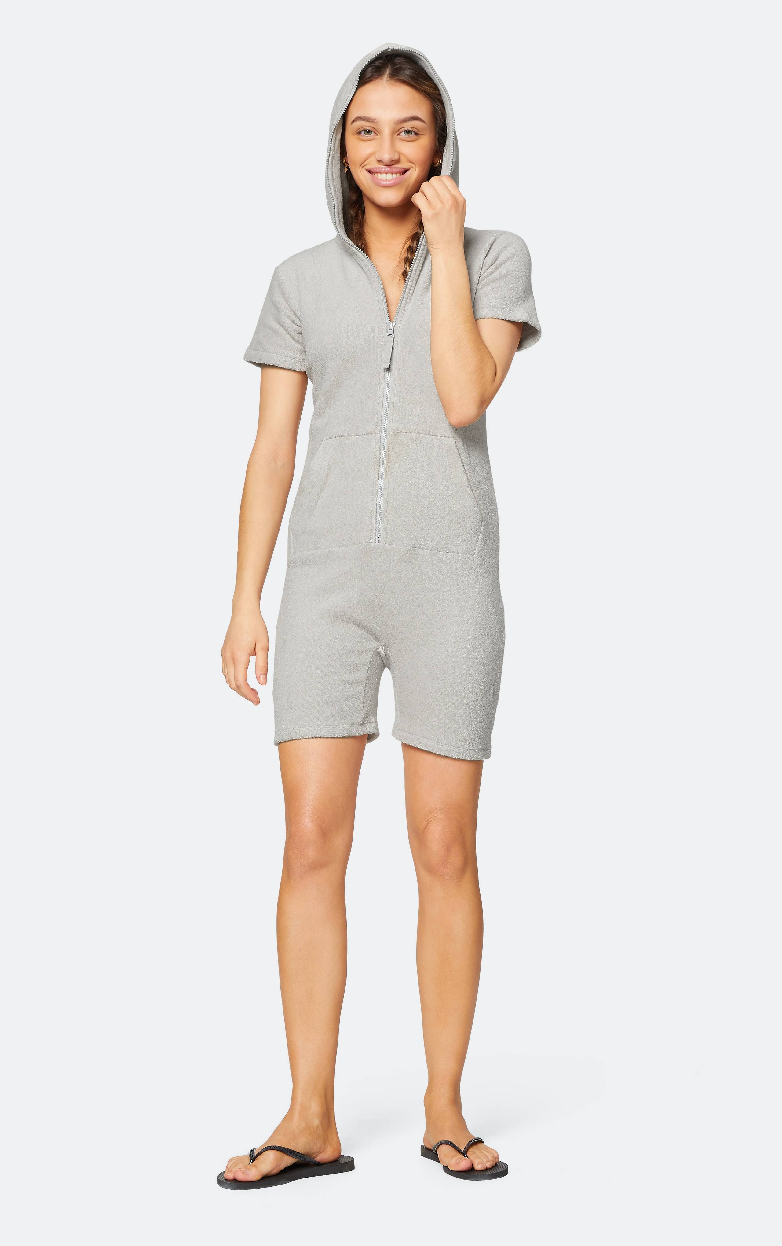 Onepiece Towel Club Fitted Short Jumpsuit Light Grey - 9