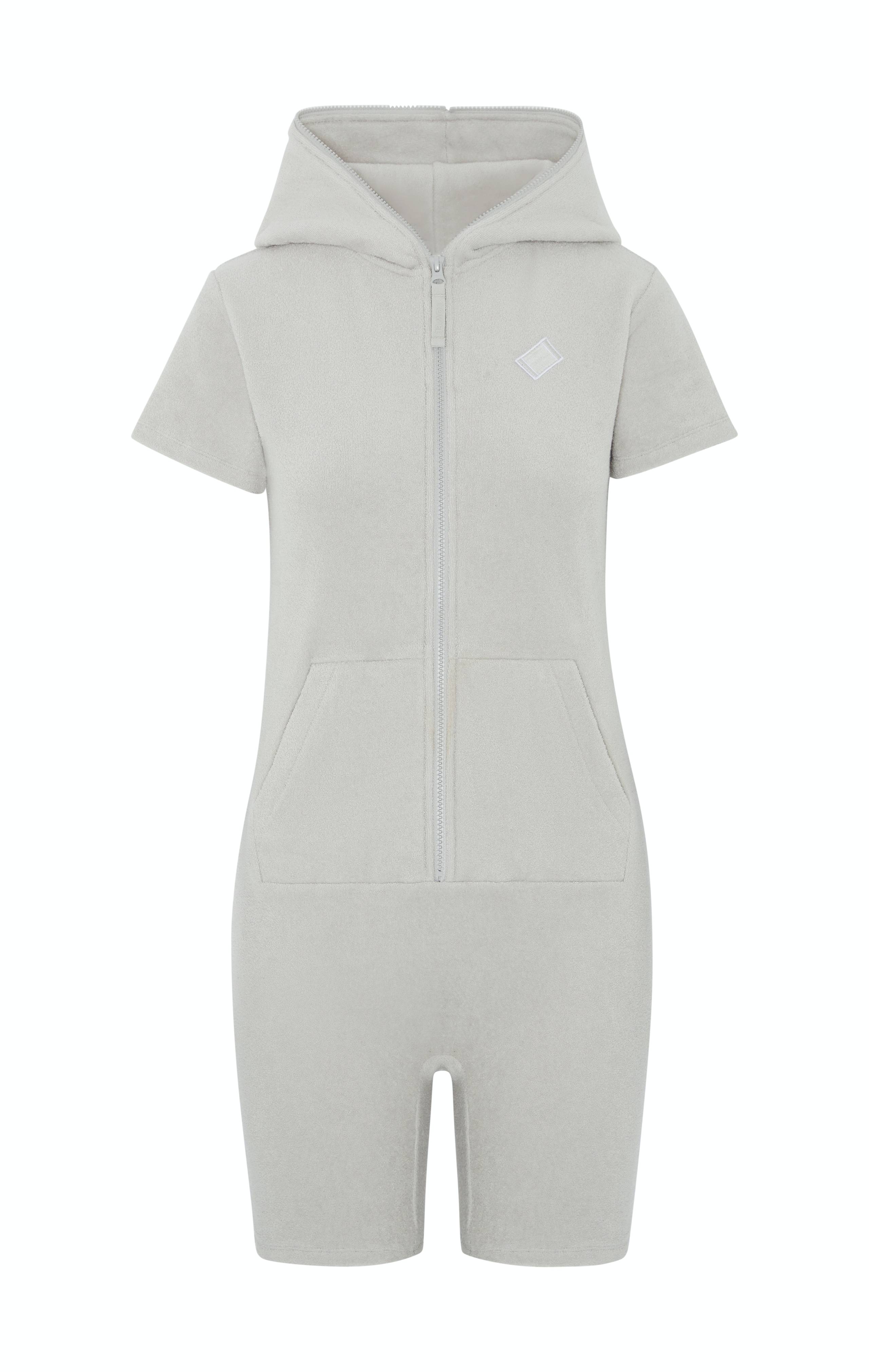 Onepiece Towel Club Fitted Short Jumpsuit Light Grey - 1