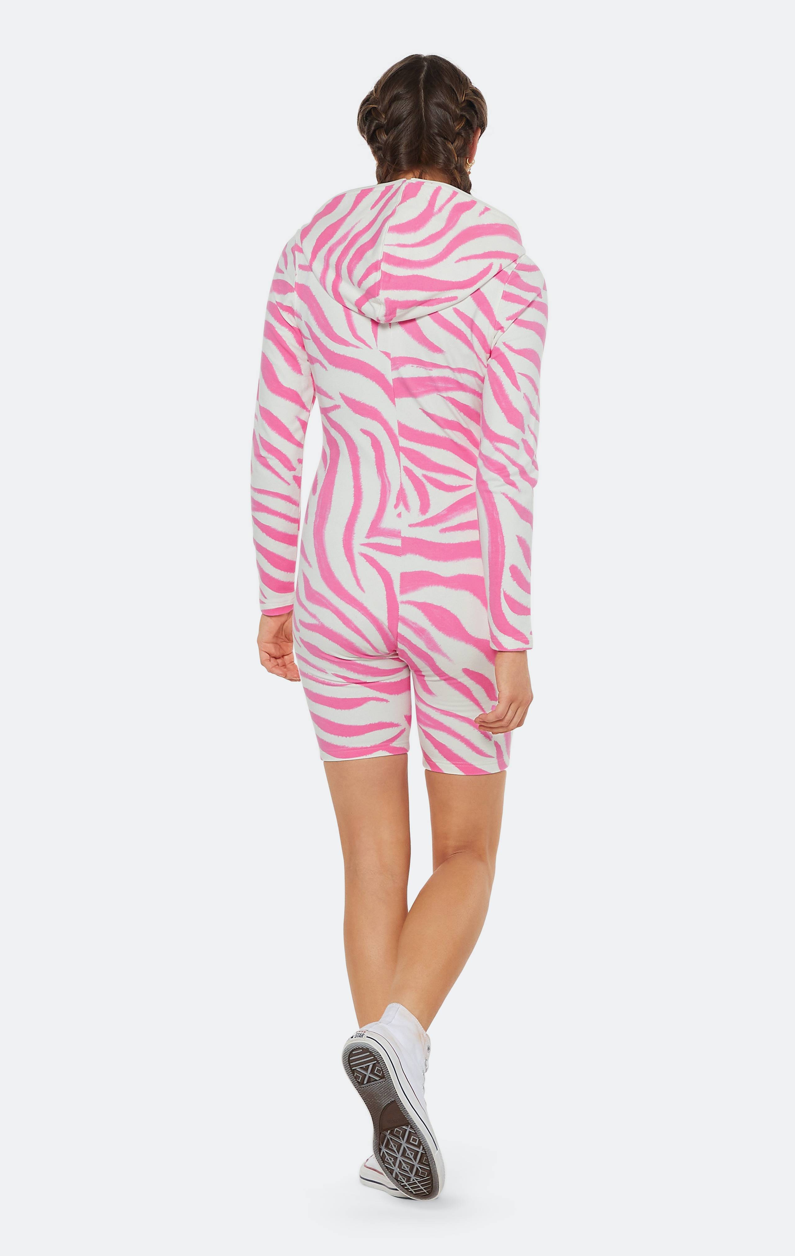 Onepiece Zebra Fitted Short Jumpsuit Pink - 6