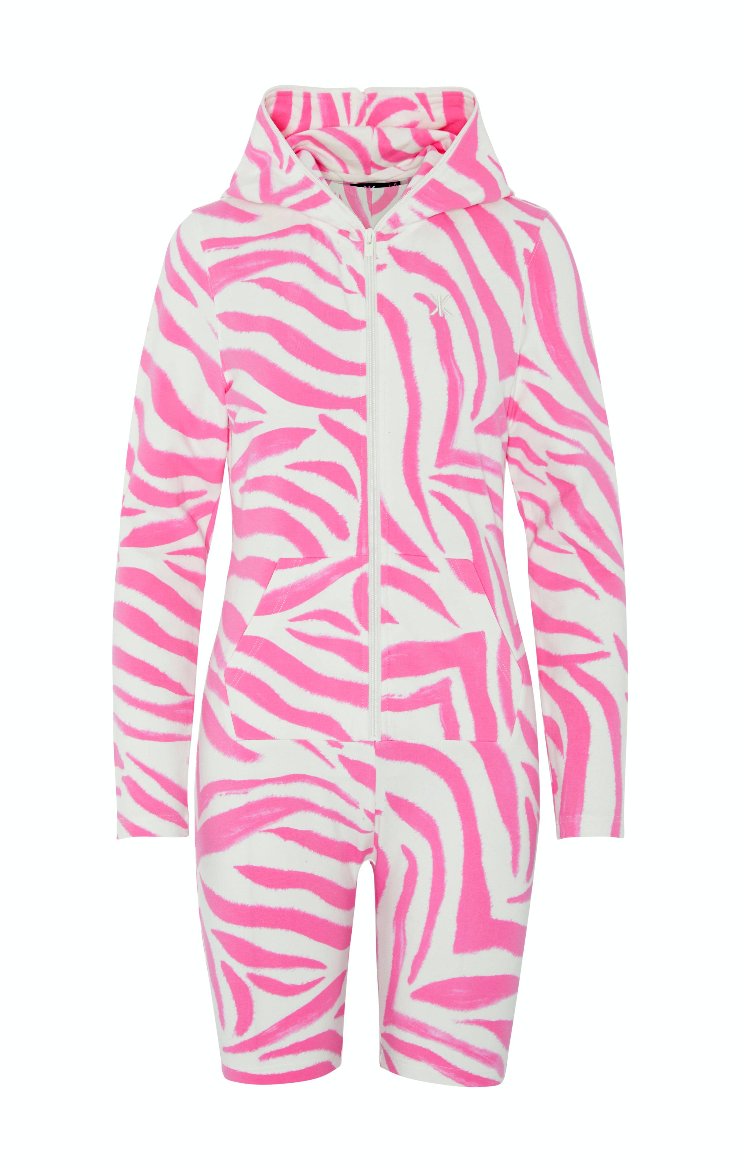 Onepiece Zebra Fitted Short Jumpsuit Pink - 2